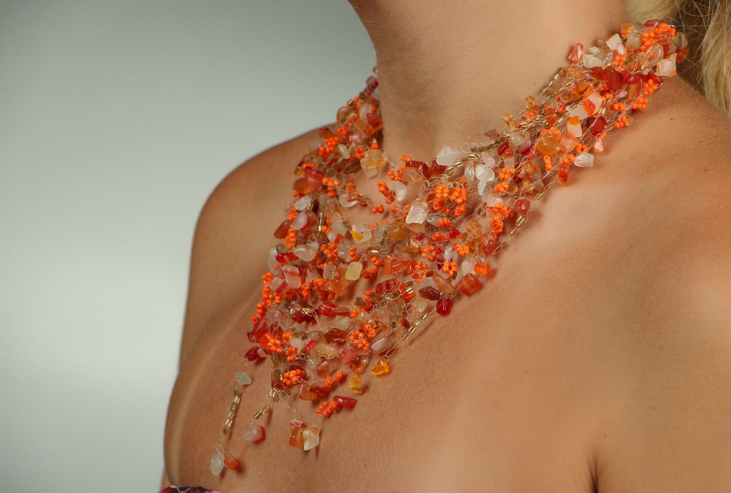 Necklace made of beads and carnelian photo 5