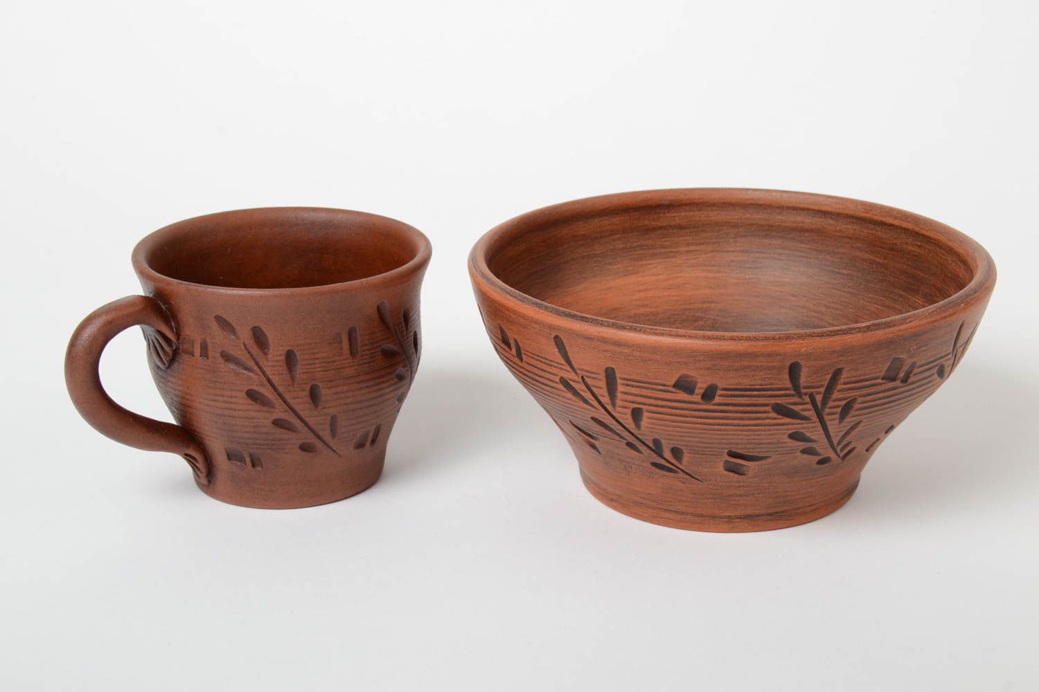 Keramik Geschirr Set 2 Stück Tasse und Schüssel 400 ml und 700 ml handmade foto 3