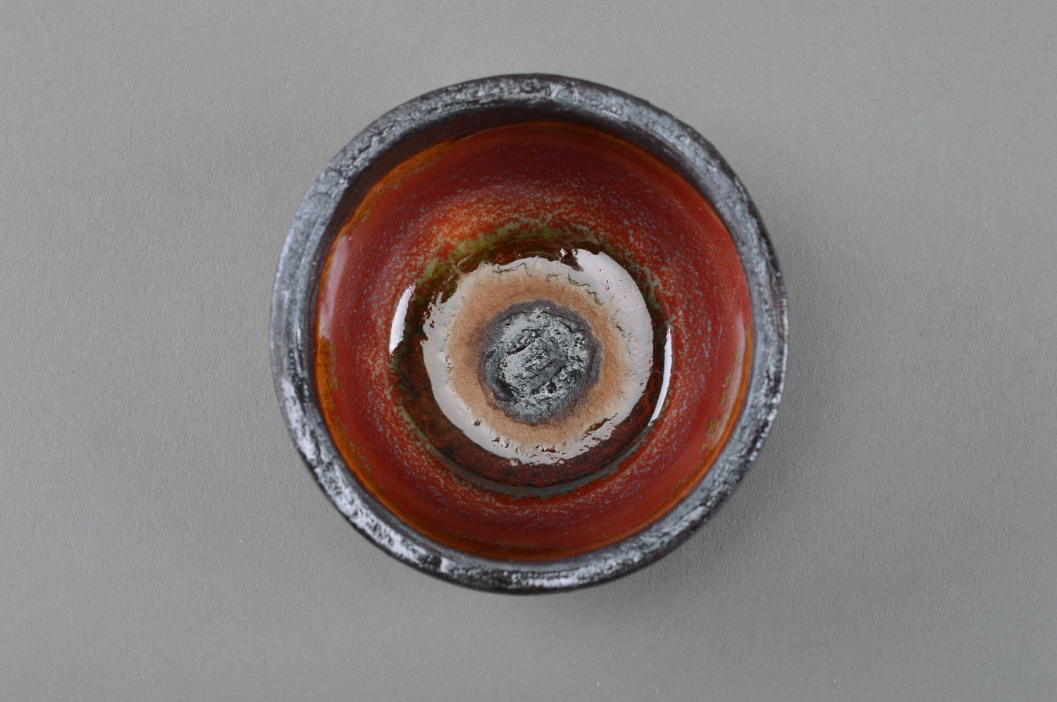 Petite saucière porcelaine ronde avec peinture à glaçure faite main insolite photo 1