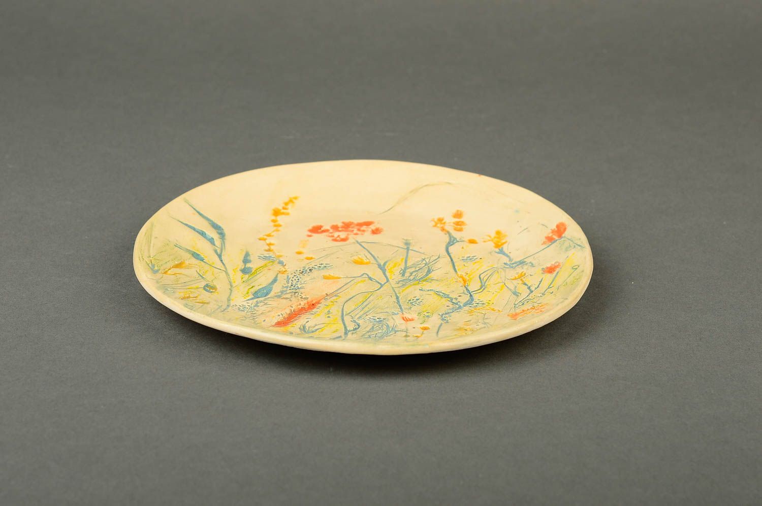 Керамическая тарелка хэнд мэйд глиняная посуда расписная тарелка для второго фото 3