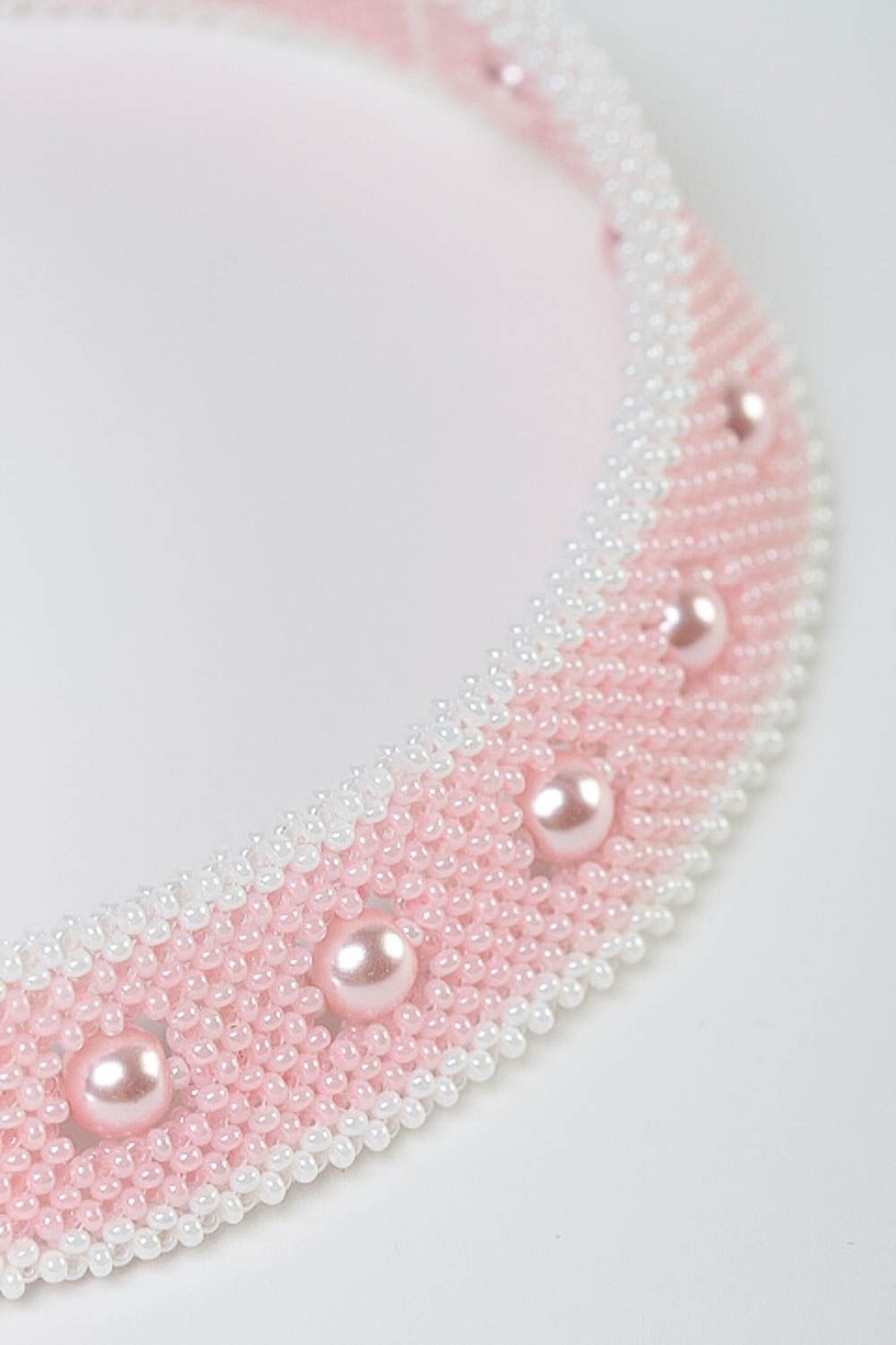 Handmade rosa Schmuck Set aus Glasperlen Collier Halskette Damen Armband  foto 3