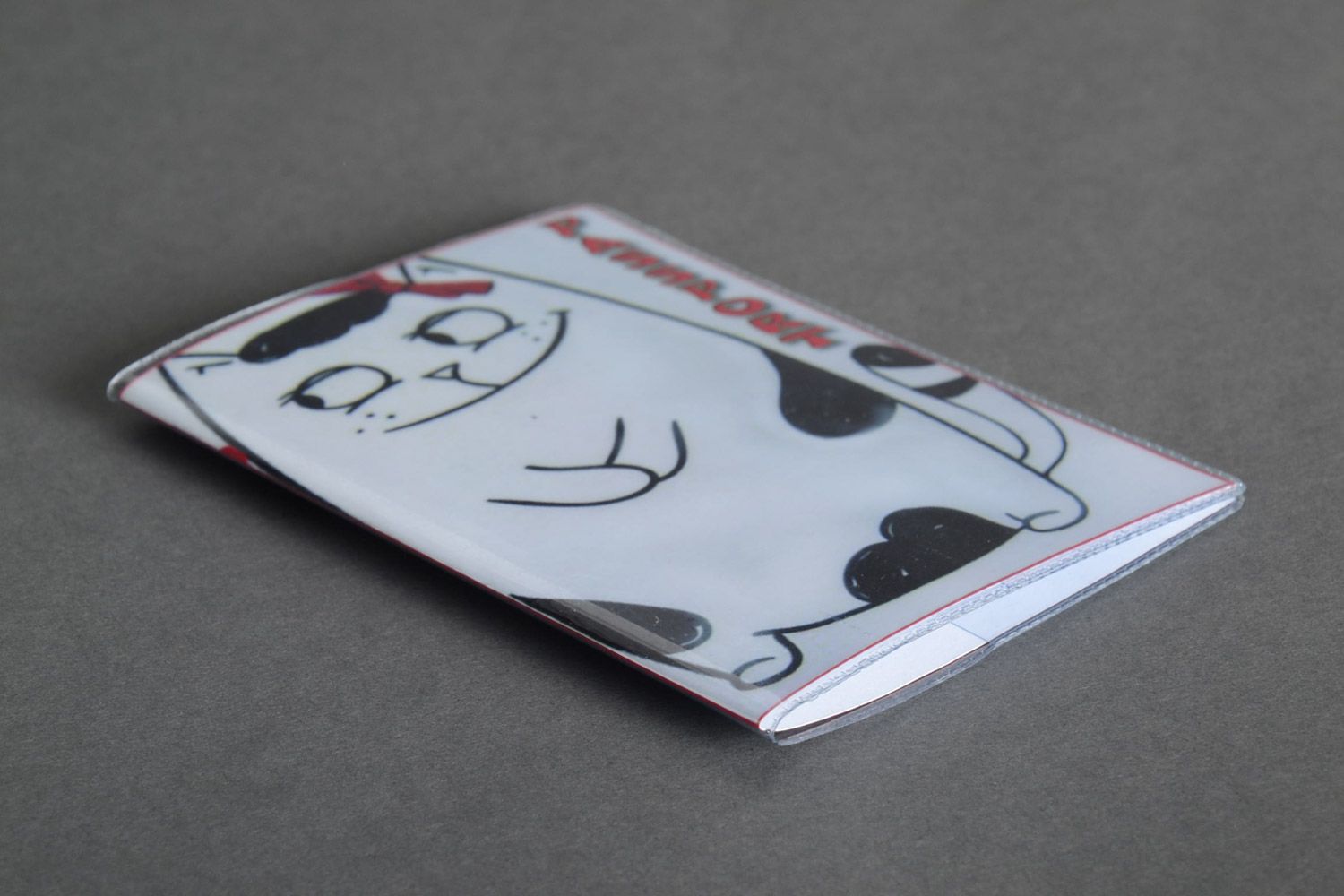Étui pour passeport en plastique blanc avec image de chat imprimée fait main photo 2