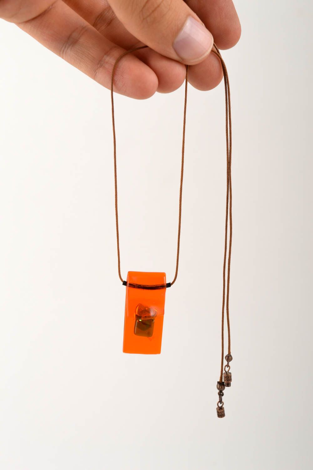 Handmade glass pendant glass bijouterie for women unusual accessory perfect gift photo 5
