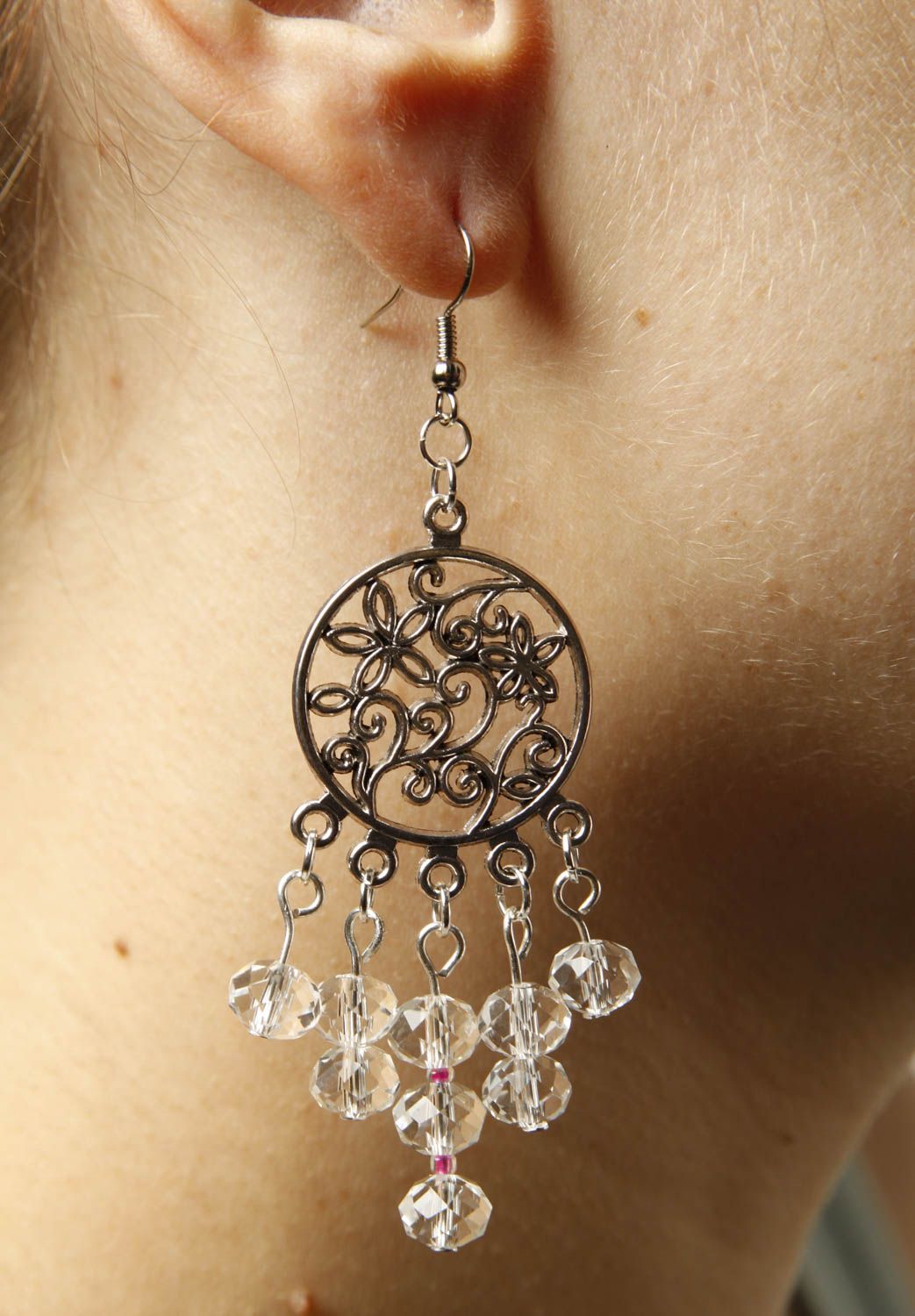 Ohrringe für Damen handmade Schmuck Modeschmuck Ohrhänger schöne Ohrringe Metall foto 2