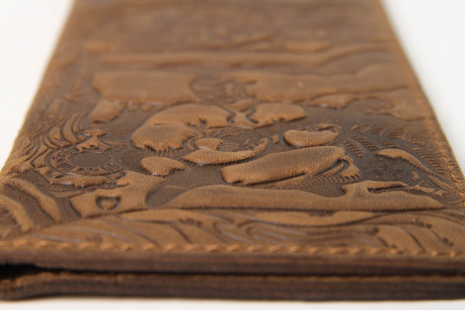 Кошелек ручной работы мужское портмоне с необычным узором кожаный кошелек фото 5