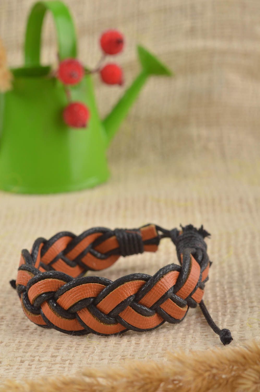 Elegant handmade wrist bracelet braided leather bracelet design cool jewelry photo 1