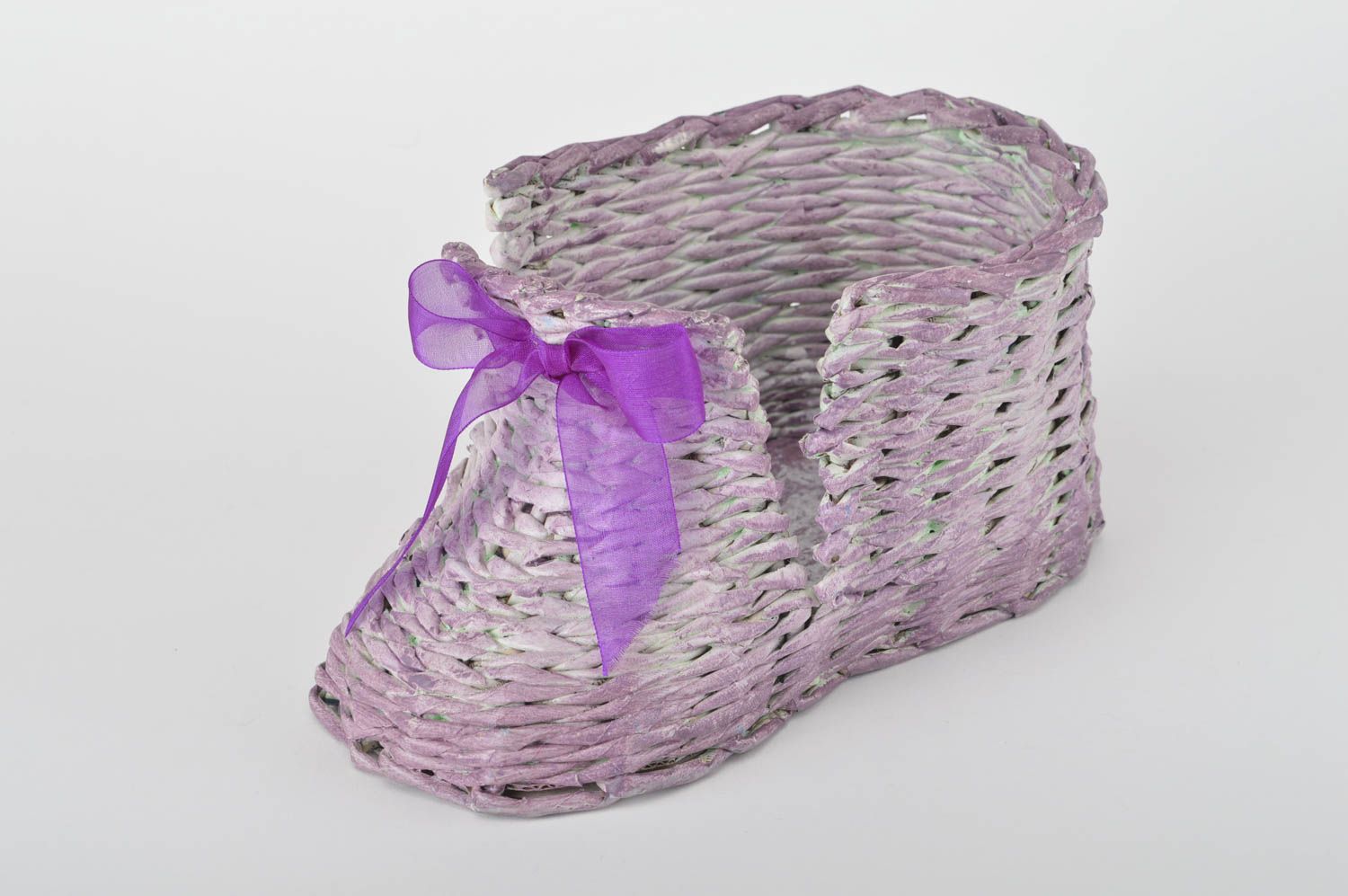 Handmade woven basket paper decorative basket unusual interior decor ideas photo 5