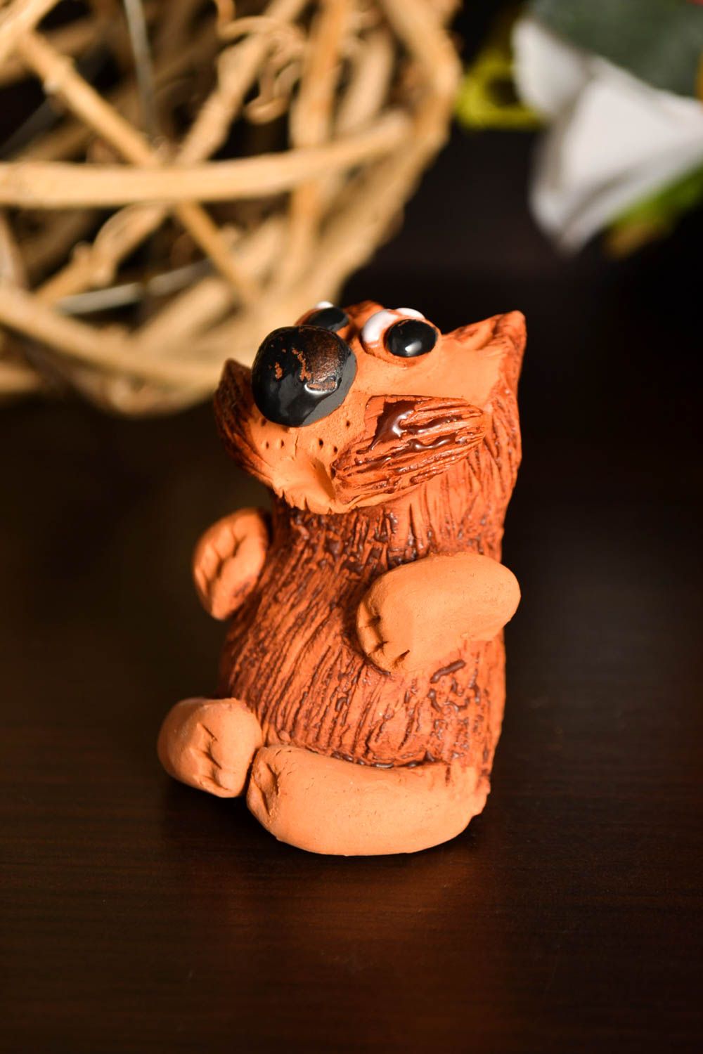 Figurina di animaletto fatta a mano in ceramica souvenir statuina di gatto foto 1