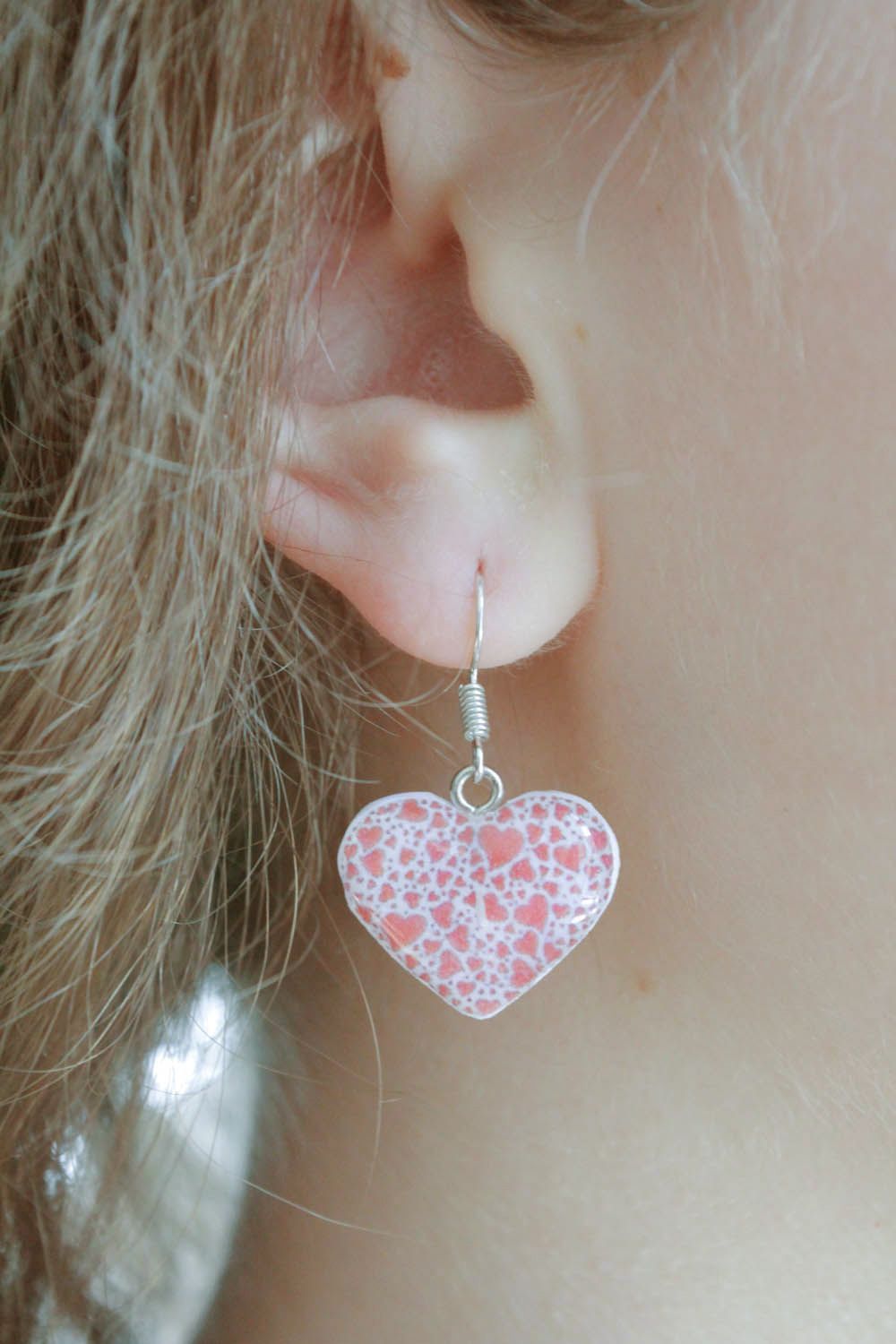Polymer clay earrings Hearts photo 1