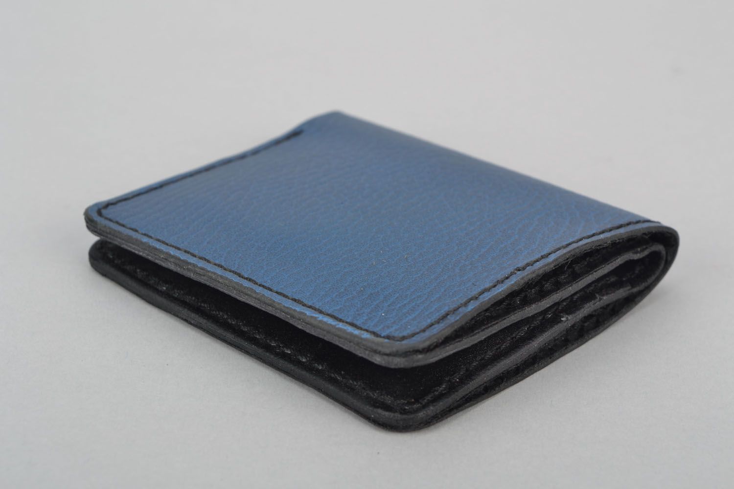 Blue leather wallet photo 3