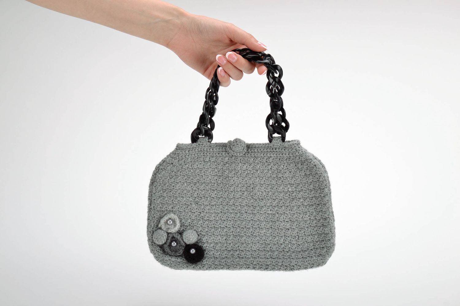 Grey crochet bag photo 4