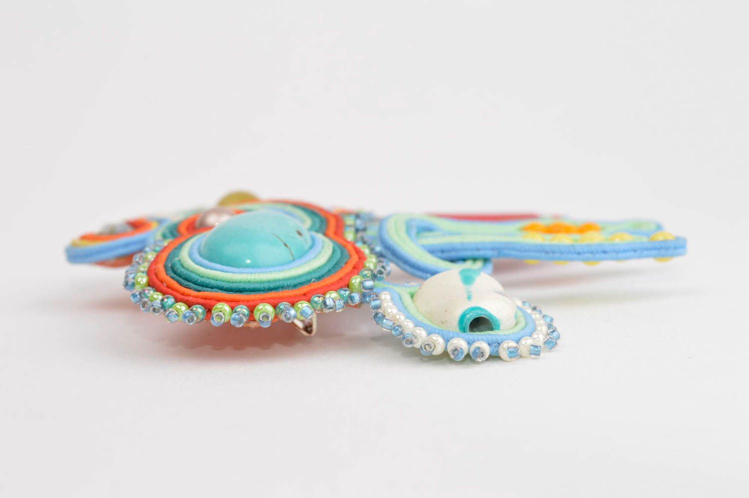 Soutache brooch handmade embroidery brooch fashionable accessory for girls photo 3