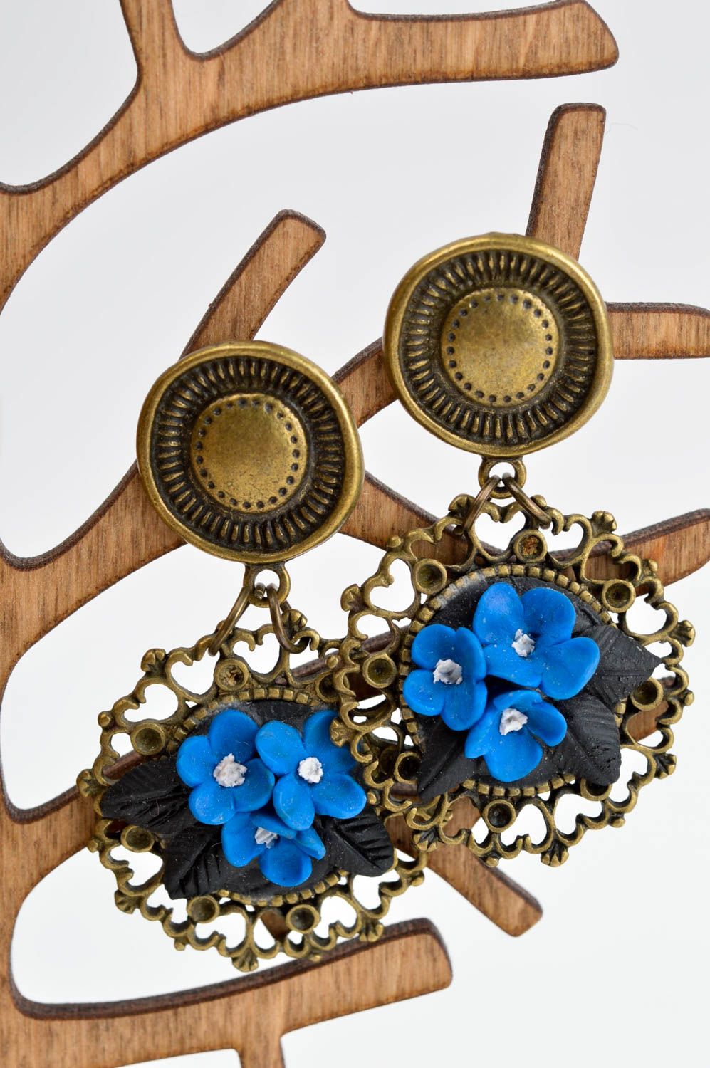 Модные серьги украшение ручной работы серьги из полимерной глины в стиле винтаж фото 1
