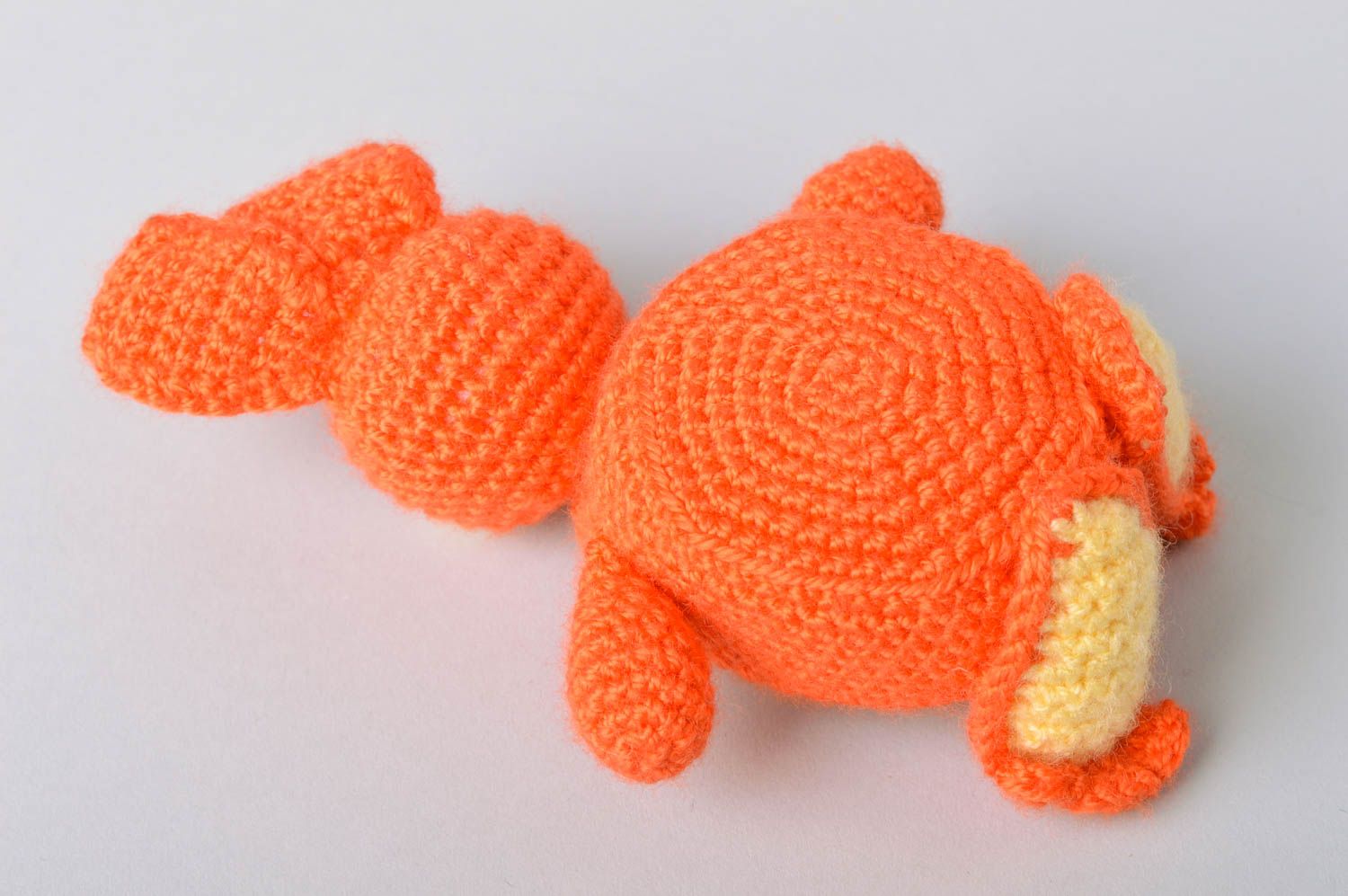 Handmade decorative orange Easter rabbit toy crocheted of semi cotton threads photo 4