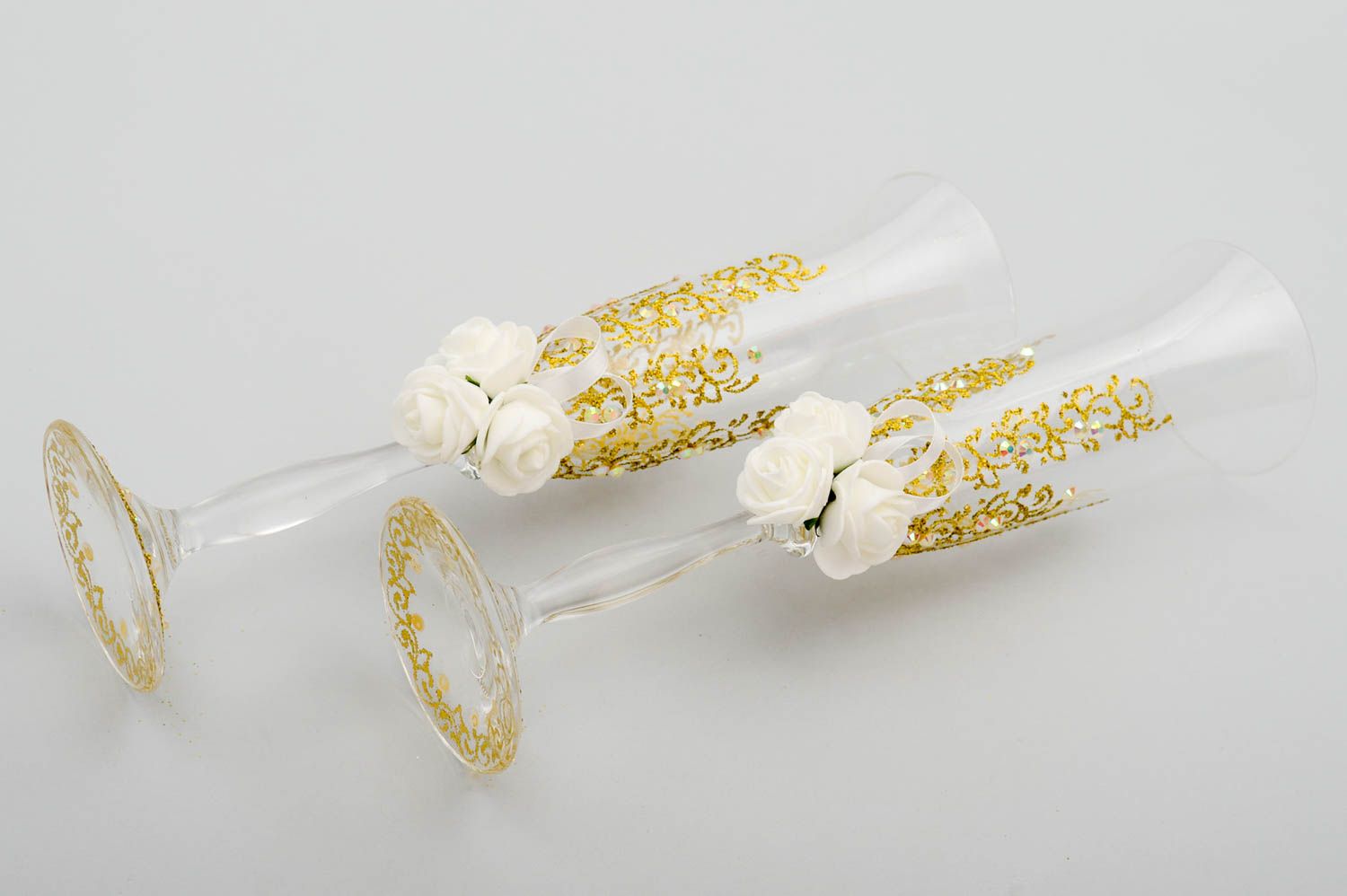Copas para brindis artesanales accesorio para boda copas de novios dorados foto 3