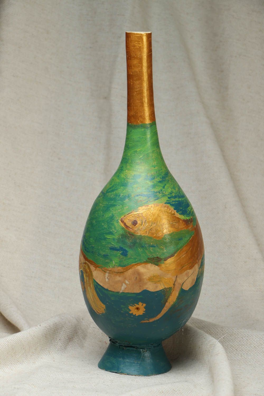 Art decorative floor 17 inches gourd vase with fish picture 0,25 lb photo 1