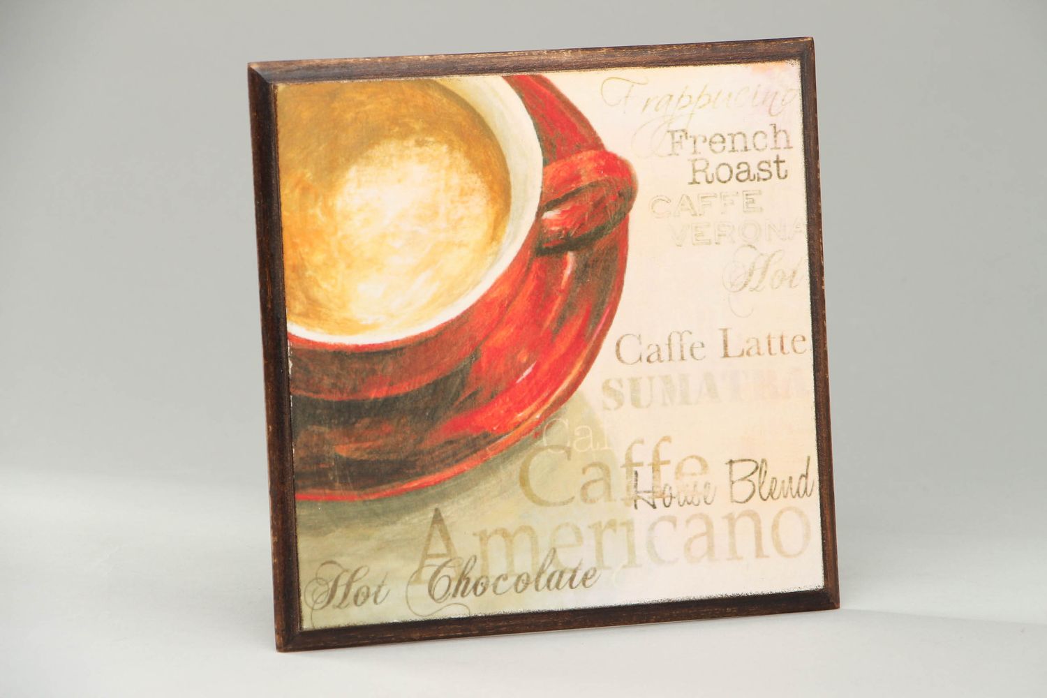 Wooden decoupage wall panel Coffee photo 1