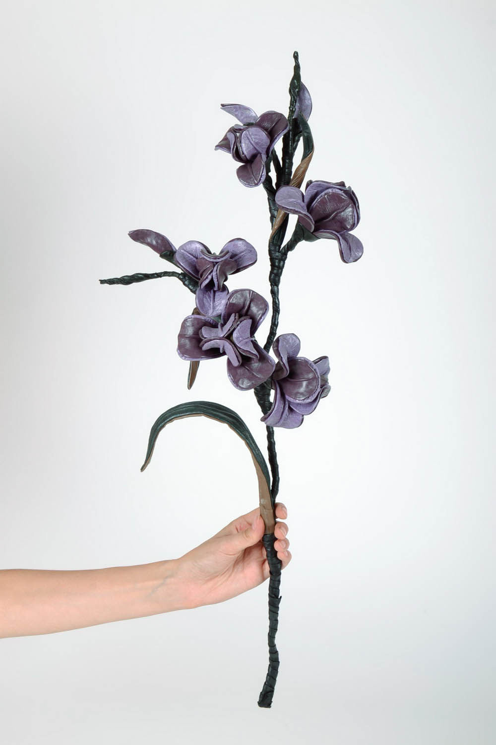 Decorative leather flowers Iris photo 5