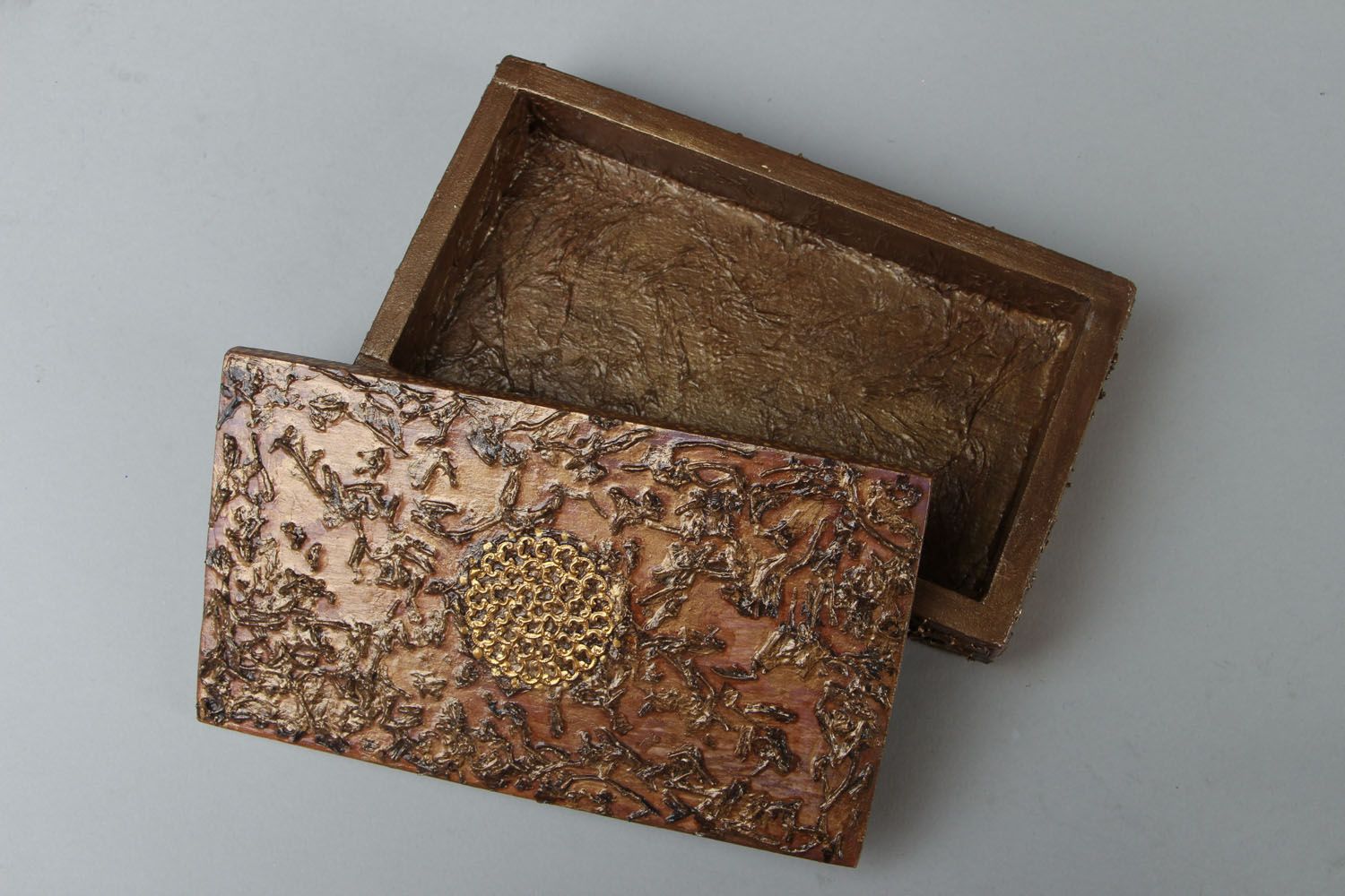 Boîte à bijoux en bois faite main photo 2