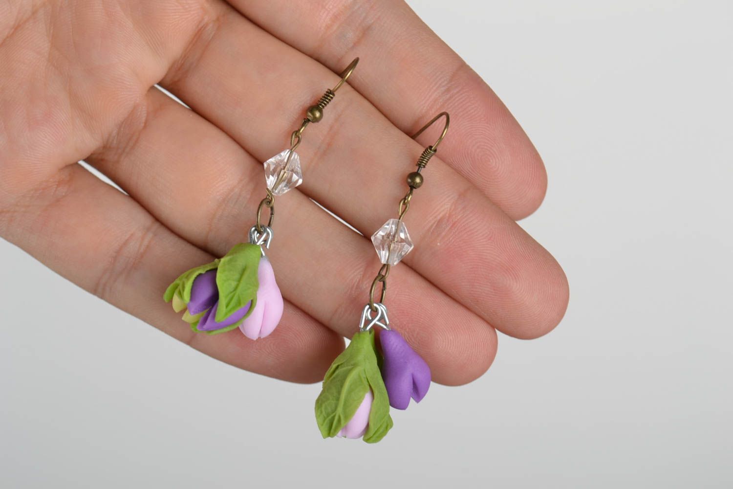 Dangling earrings flower jewelry handmade earrings polymer clay gifts for her photo 5