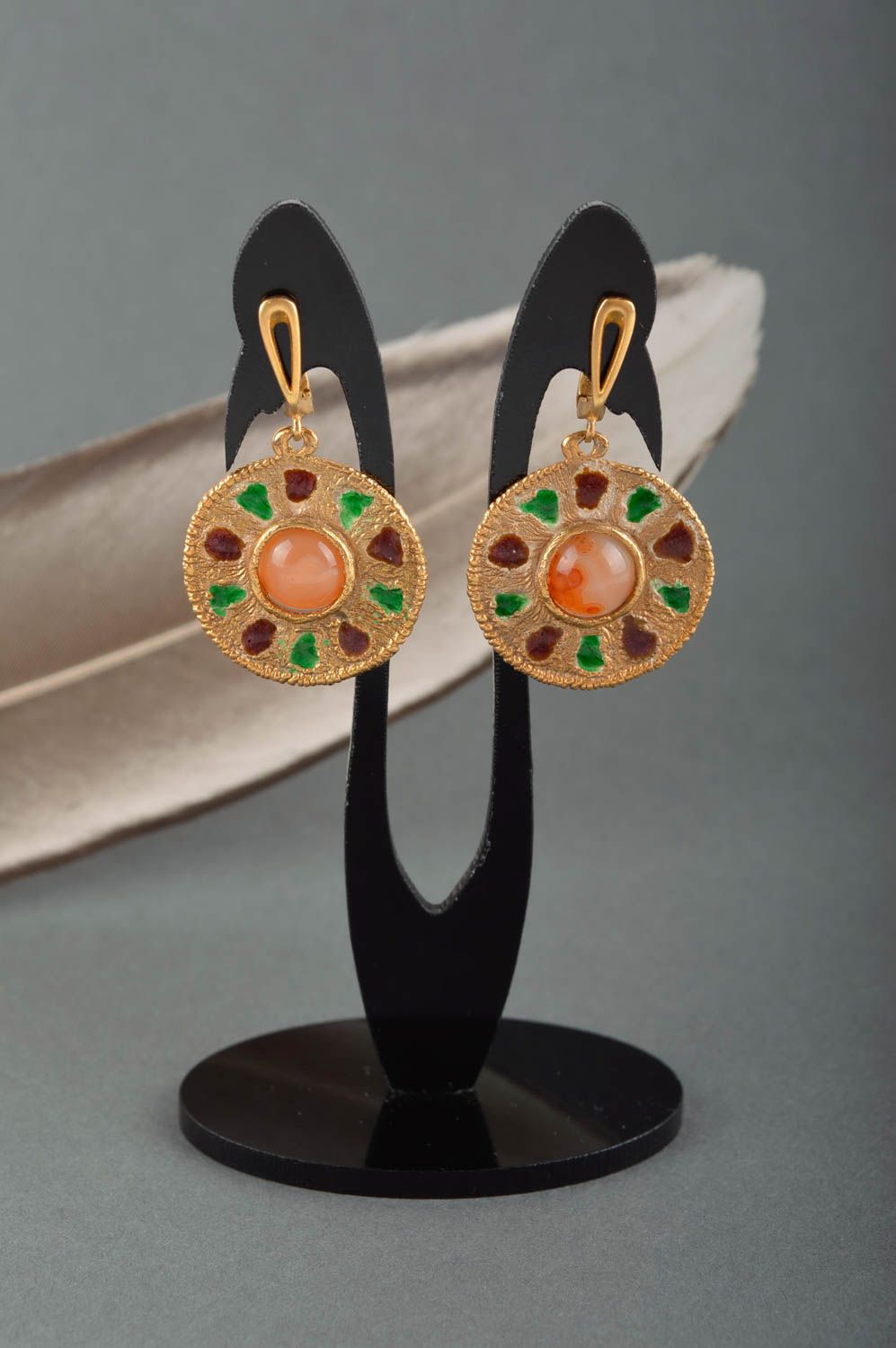 Unusual handmade metal earrings gemstone earrings artisan jewelry designs photo 1