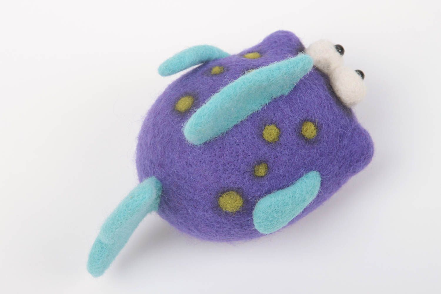 Peluche poisson violet faite main Doudou en laine feutrée Jouet pour enfant photo 4