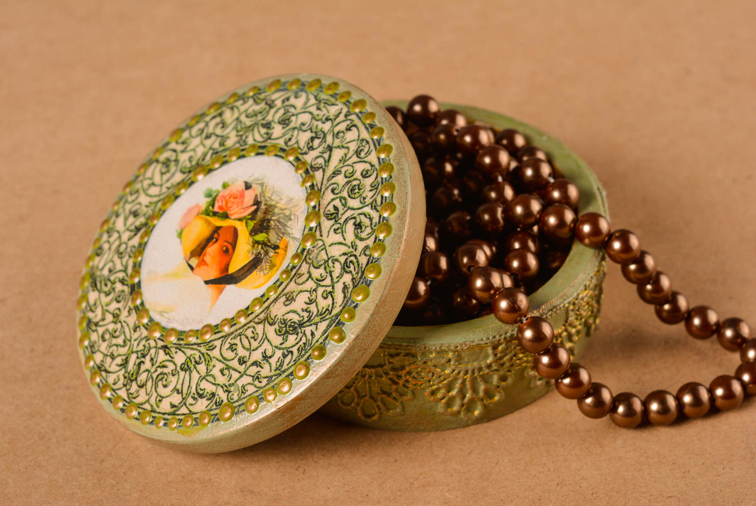 Шкатулка для украшений handmade винтажная шкатулка салатовая подарок женщине фото 1