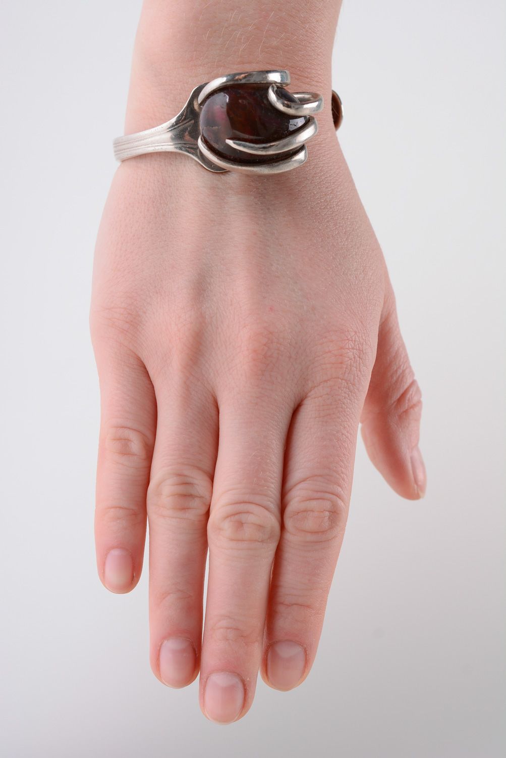 Bracelet en cupronickel fait main métallique avec pierre naturelle pour femme photo 3