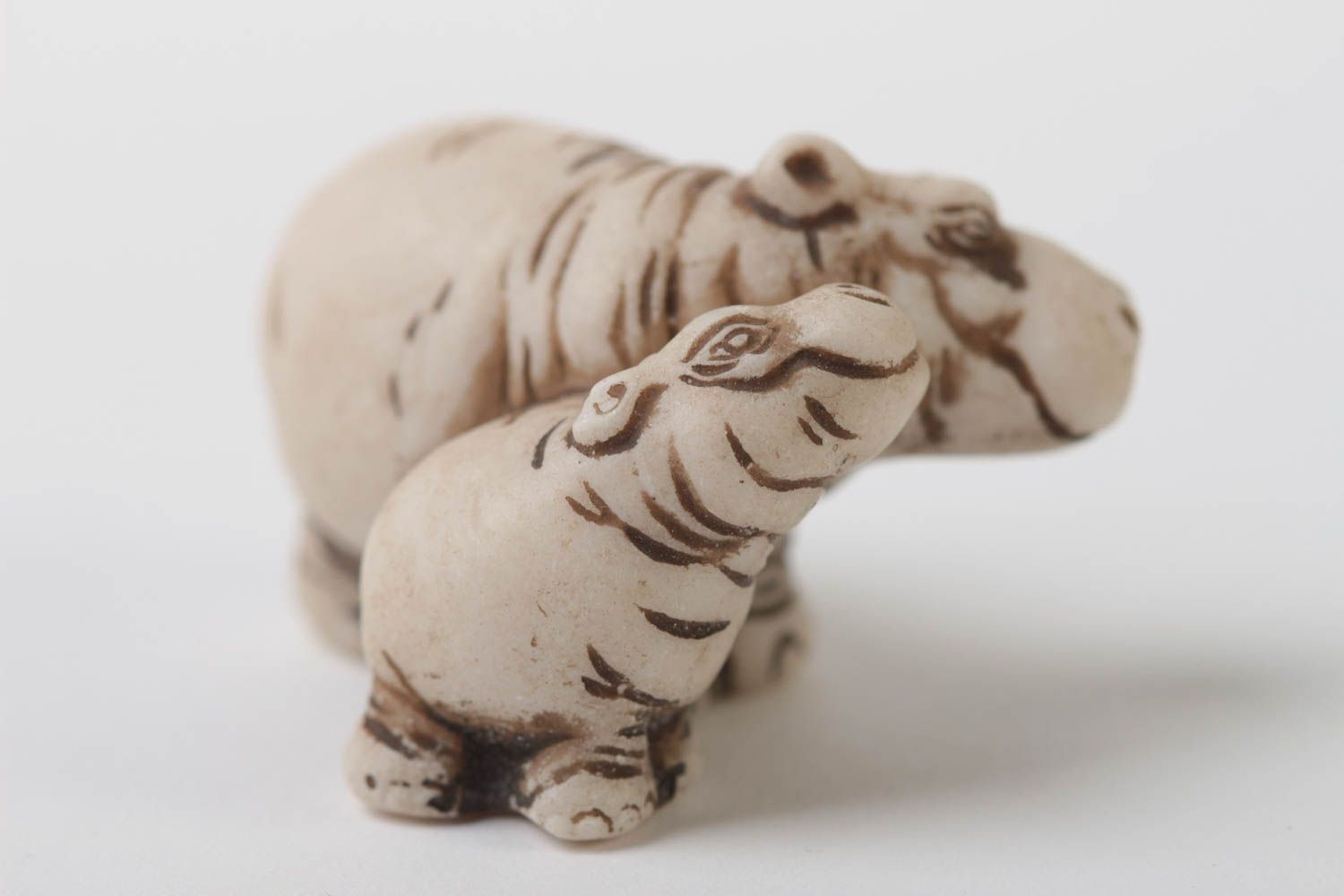 Figurine décorative faite main Petite statue de hippopotame Déco maison photo 3