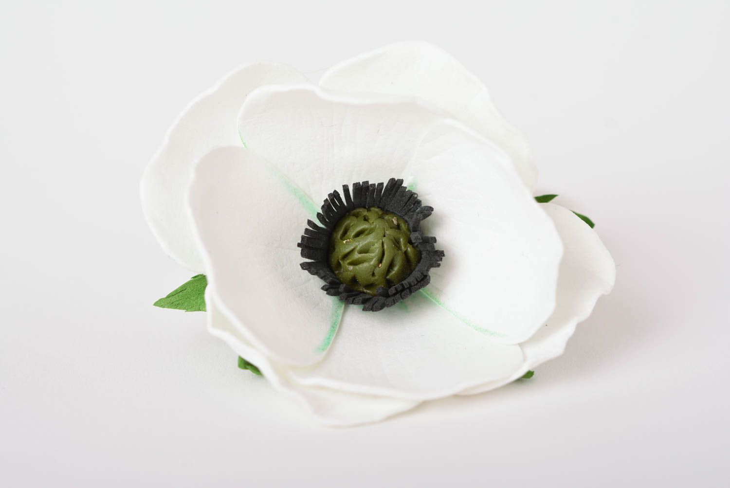Аксессуар для женщин ручной работы белая резинка с цветком аксессуар для волос фото 4