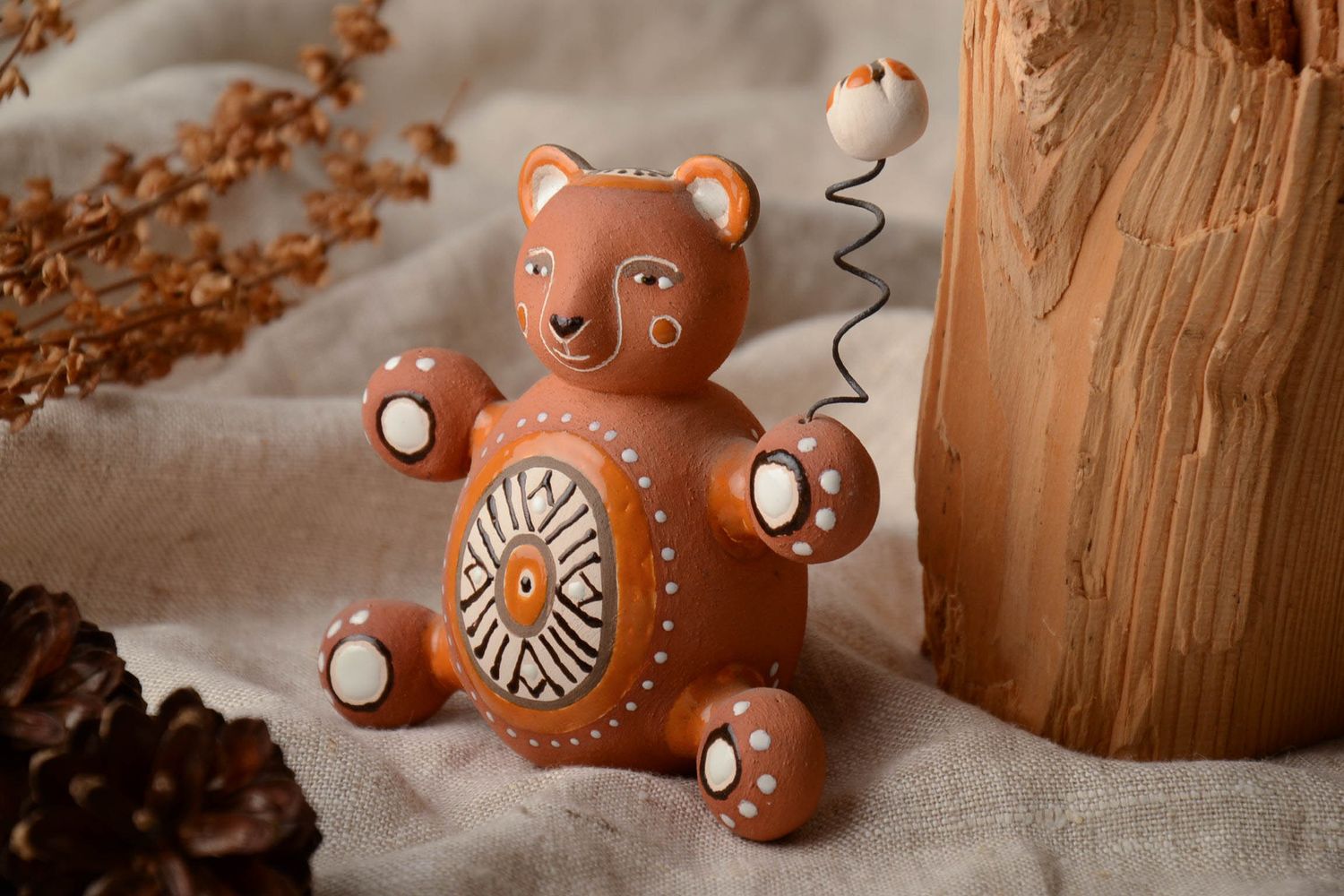 Керамическая статуэтка медвежонок для декора дома фото 1
