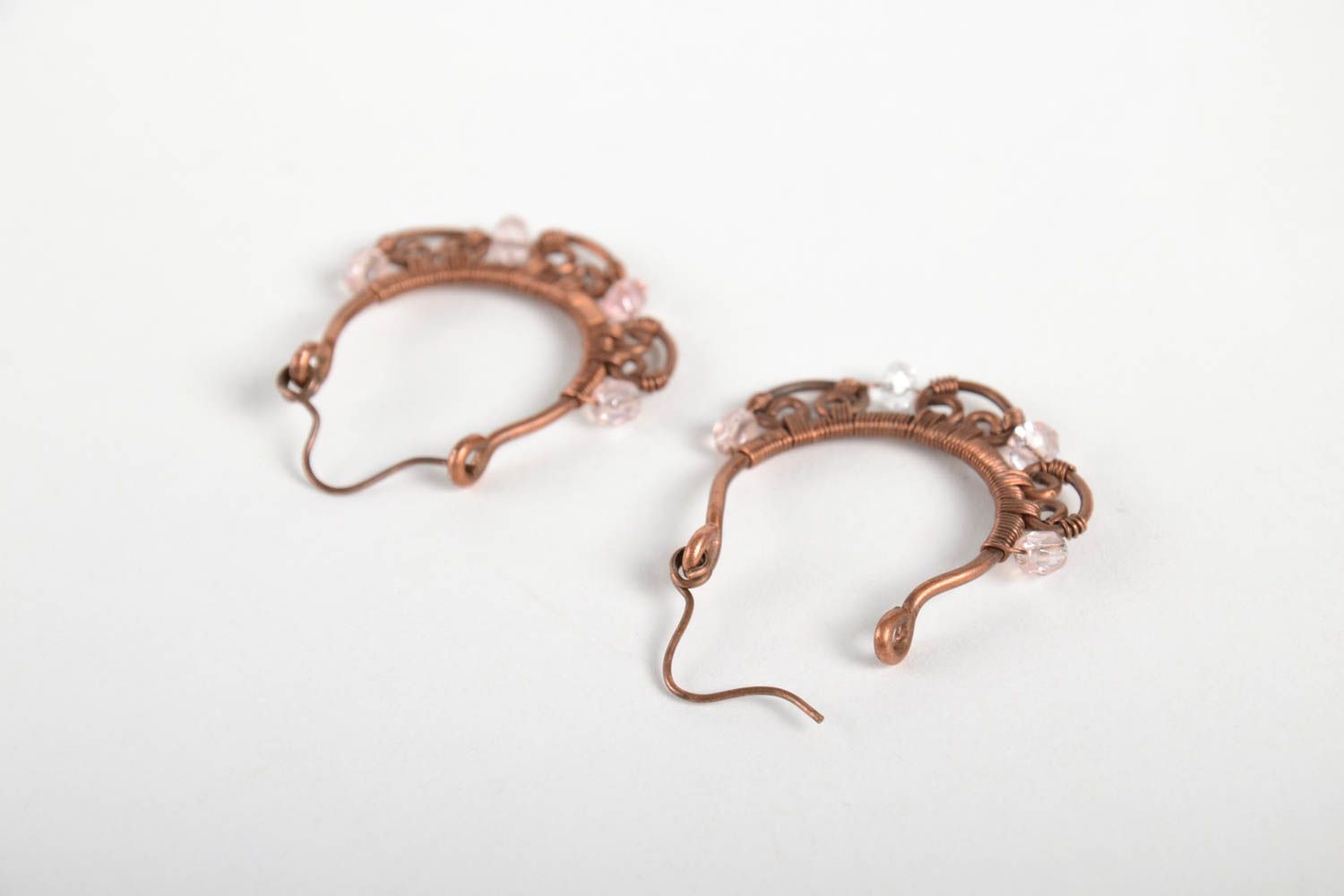 Metall Ohrringe handgemachter Schmuck Ohrringe für Damen schön elegant aus Draht foto 3