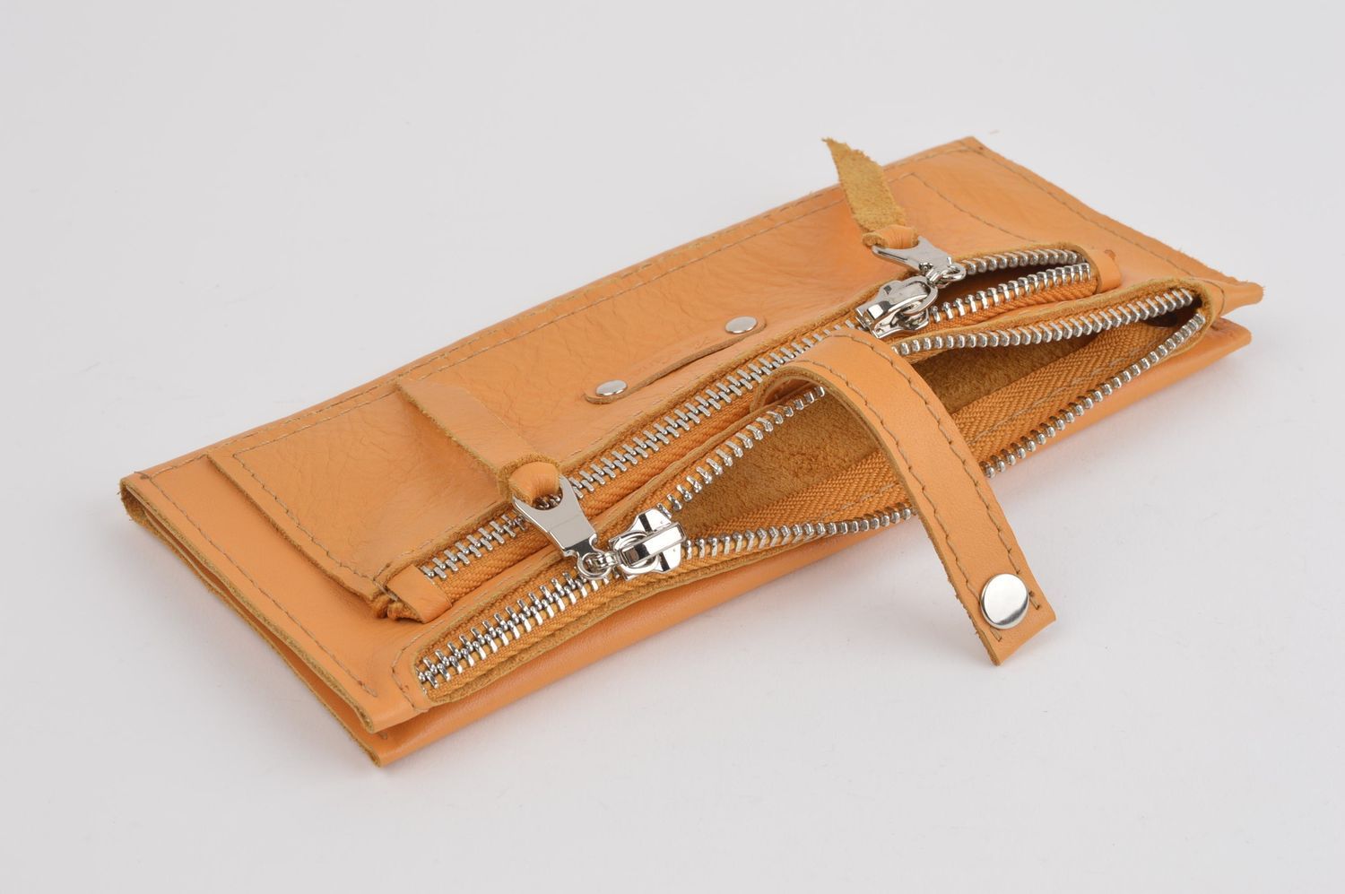 Handmade designer yellow wallet unusual leather wallet purse for women photo 4