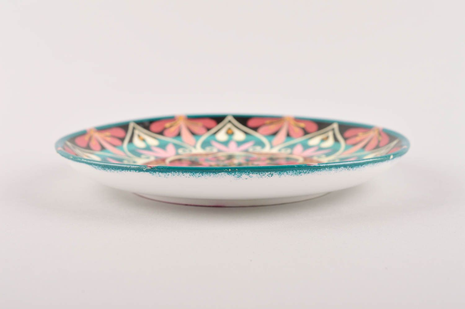 Расписная тарелка ручной работы глиняная посуда керамическая тарелка авторская фото 5