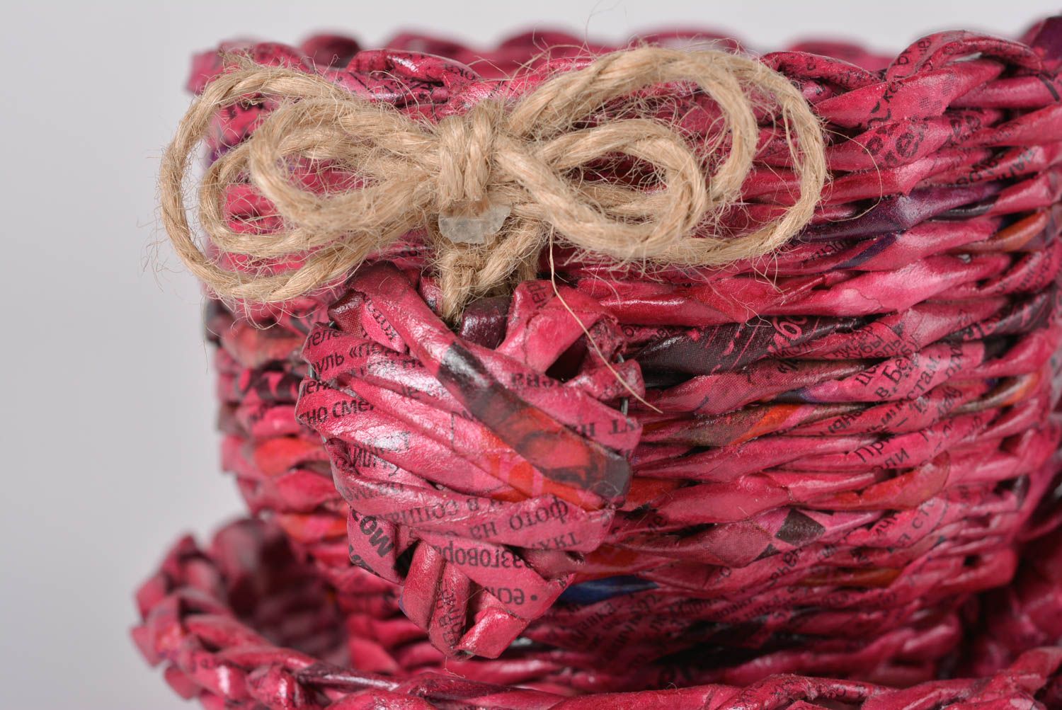 Panier rose Corbeille en papier fait main en forme de tasse Décoration maison photo 1