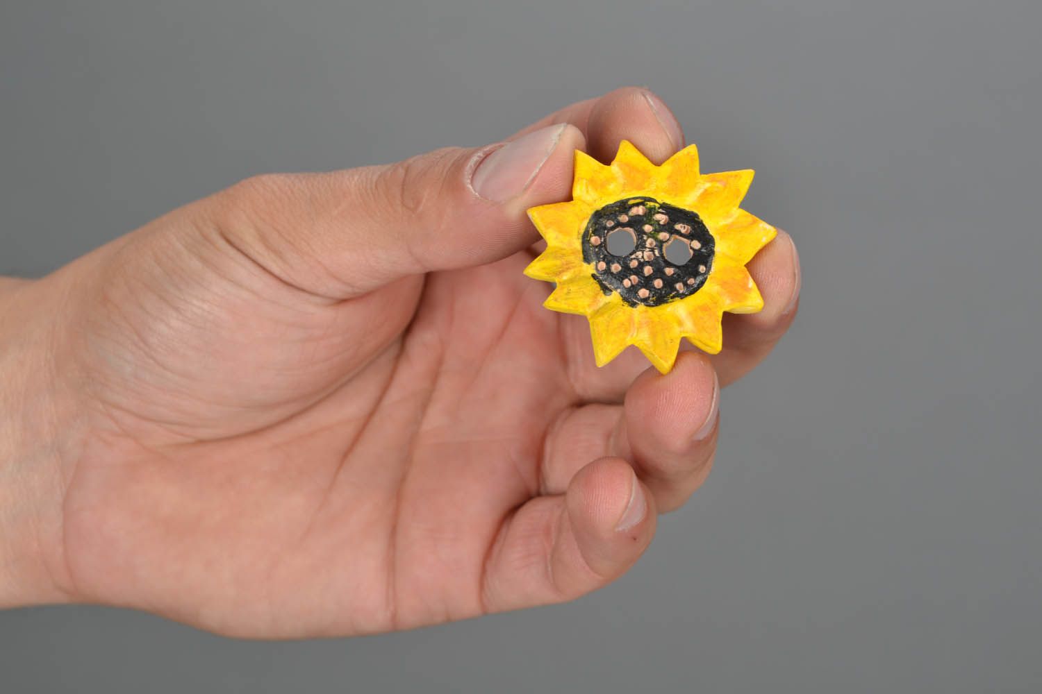 Ceramic button Sunflower photo 2