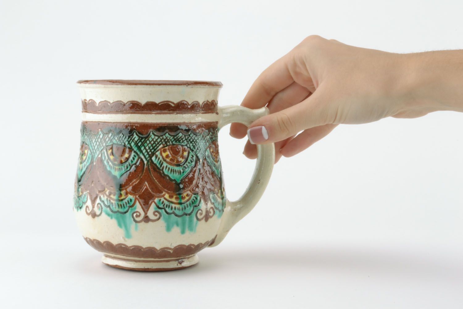 Decorative mug with ethnic Ukrainian painting photo 2
