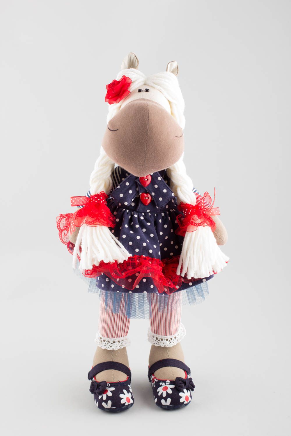 Textil Kuscheltier Pferd im Kleid grell schön modisch handmade für Kinder foto 2