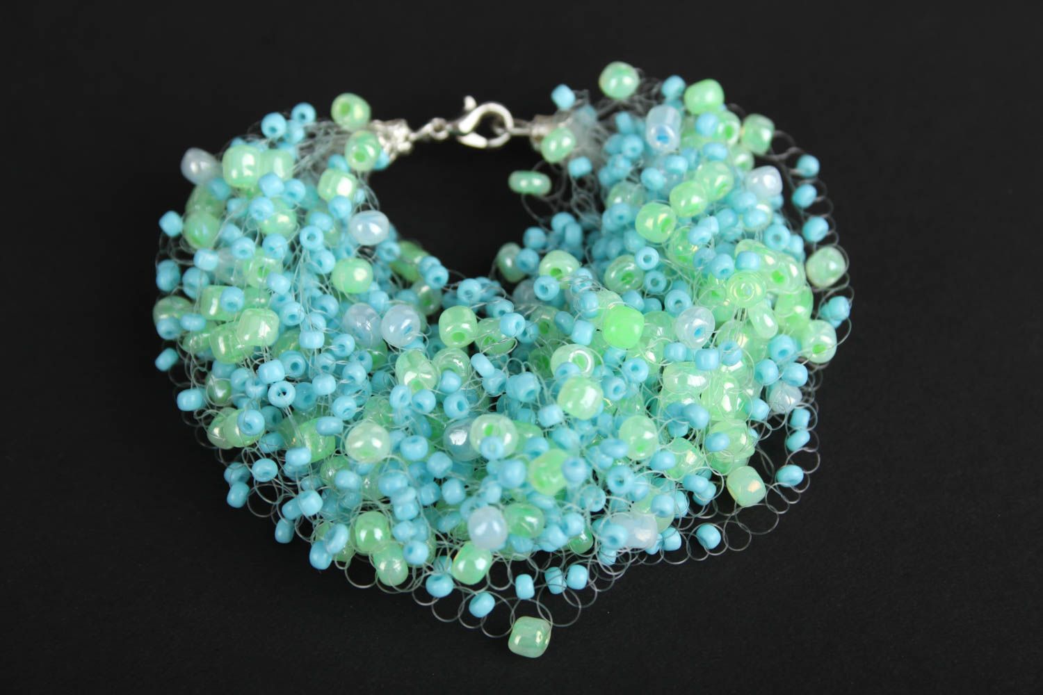 Bracelet perles rocaille Bijou fait main turquoise menthe Accessoire femme photo 5