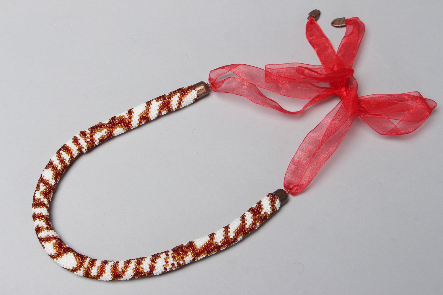 Handmade beaded cord necklace Snake photo 1
