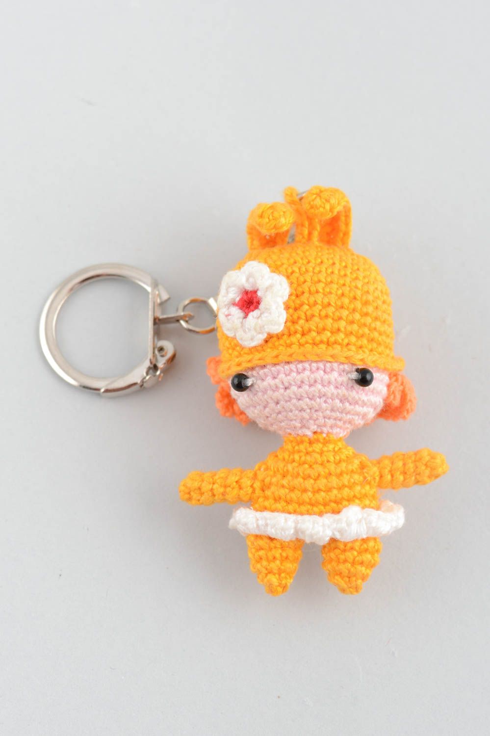 Keychain soft toy in the form of a cute girl handmade decorative amigurumi art  photo 2