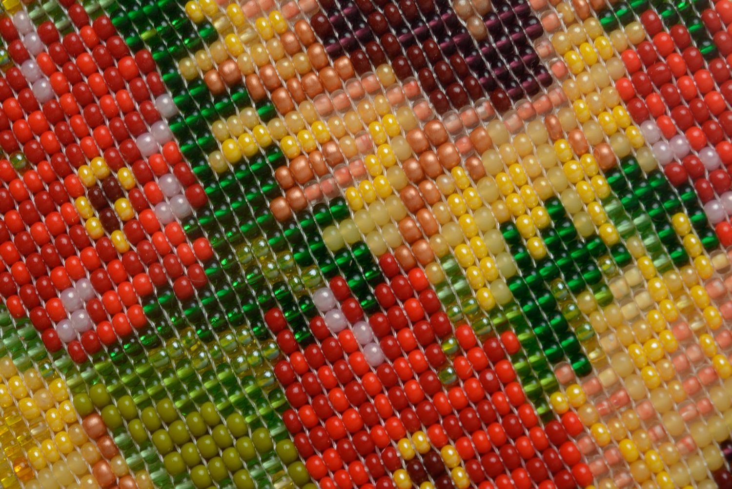 Quadro tecido artesanal de miçangas Girassóis foto 5