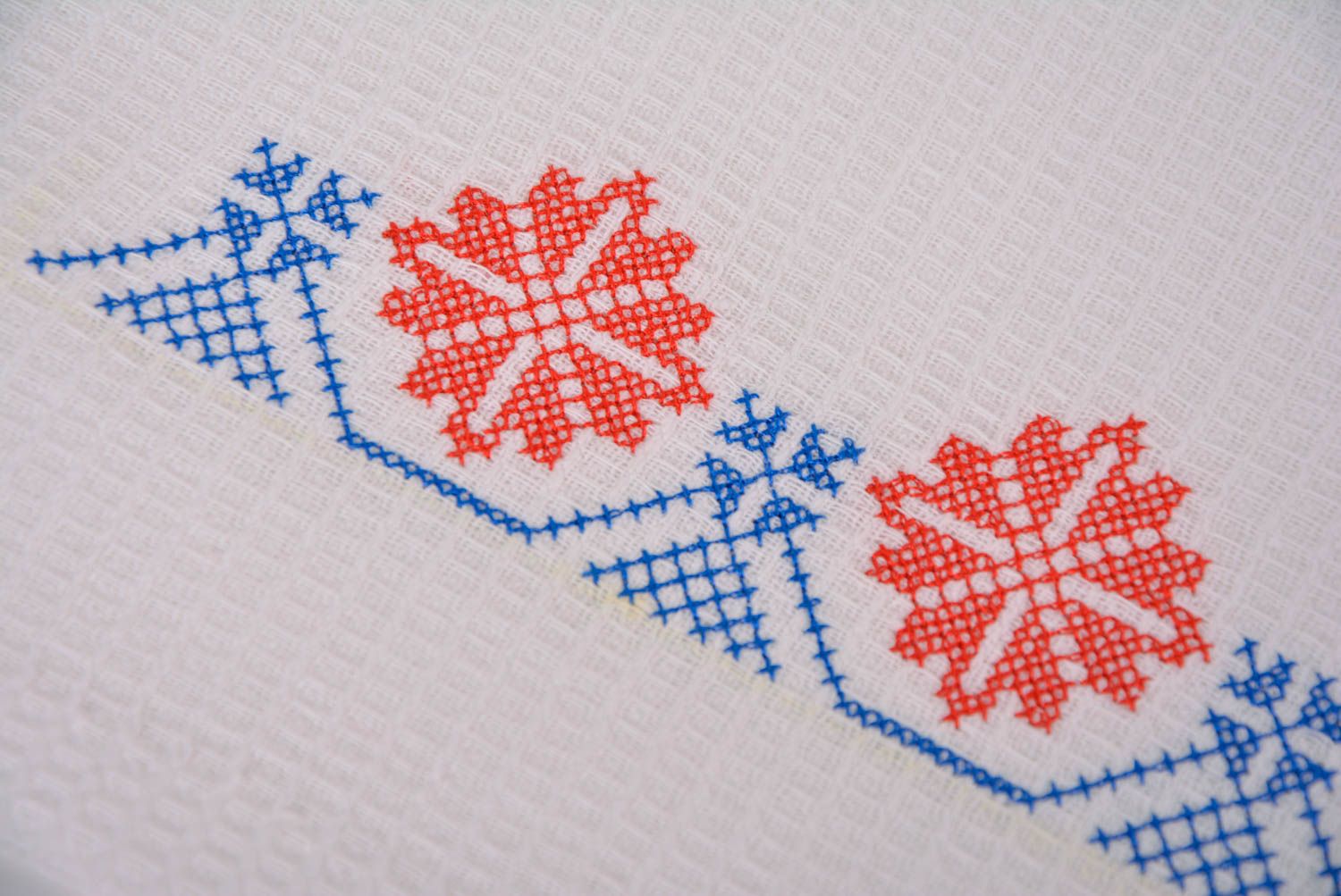 Cotton rectangular white napkin with machine embroidery handmade home decor photo 4