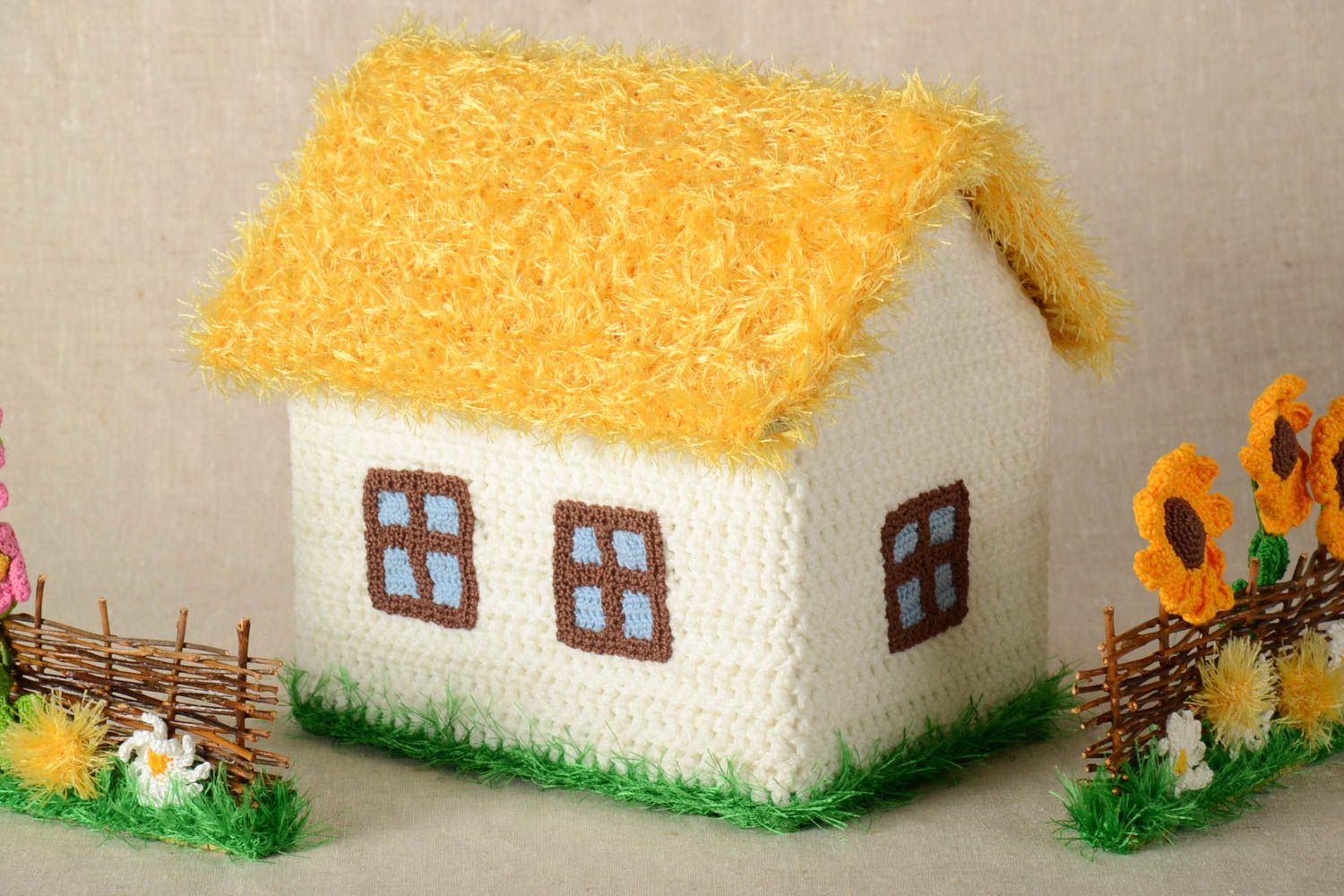 Handmade soft toy designer crocheted home interior decoration house statuette photo 1