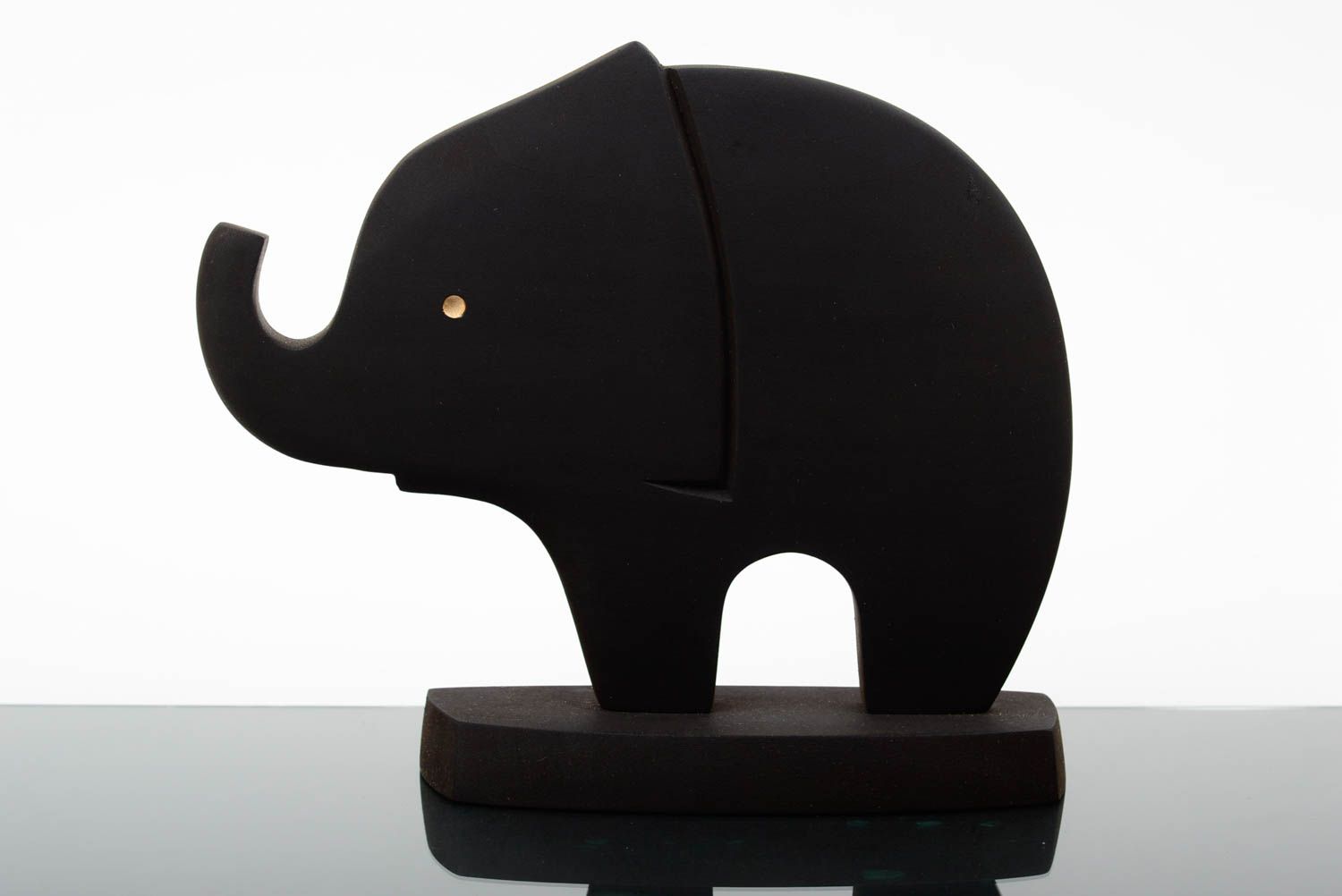 Handmade wooden statuette eco friendly home decor black elephant figurine photo 1
