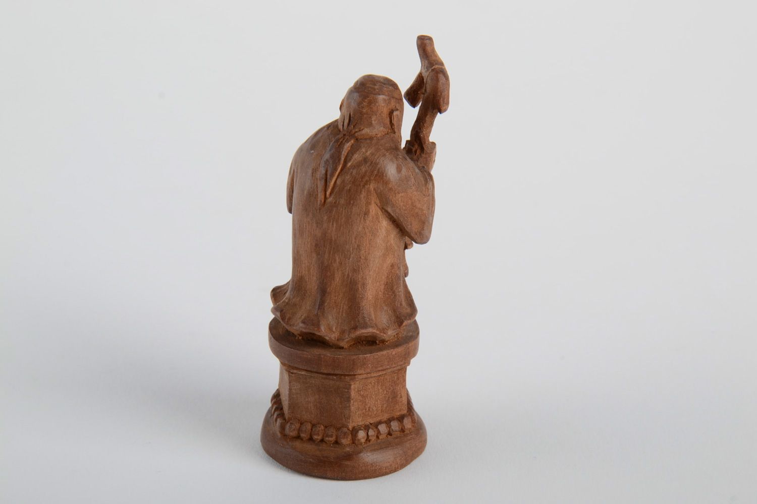 Handmade carved wooden figurine of wise man for table decoration Shou Hsing  photo 3