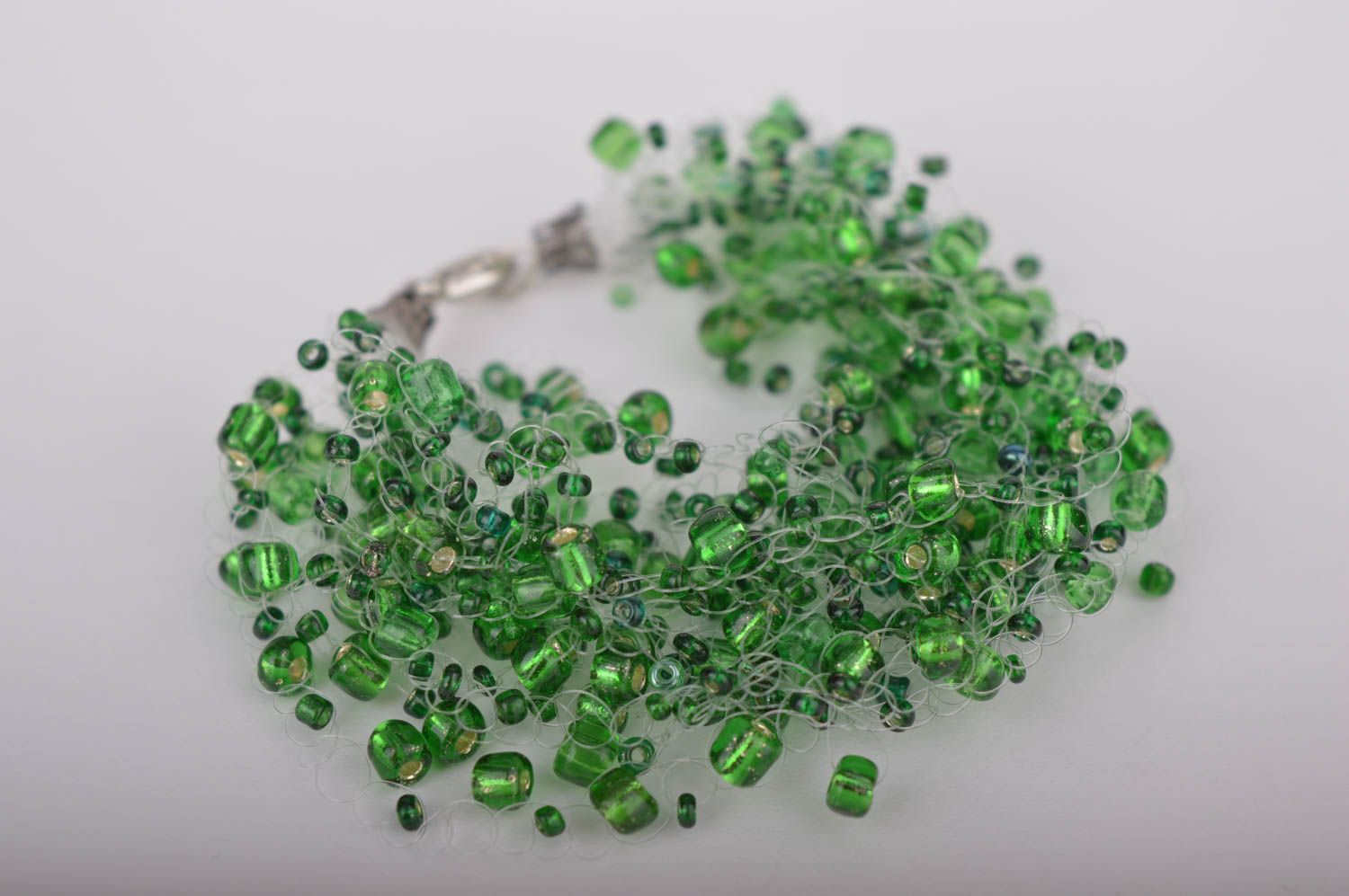Bracelet perles de rocaille Accessoire fait main vert original Cadeau femme photo 3
