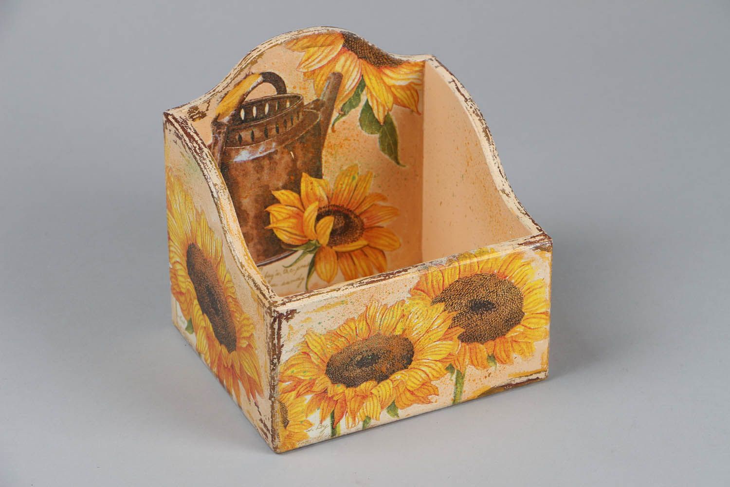 Behälter aus Holz für Gewürze Sonnenblumen  foto 2