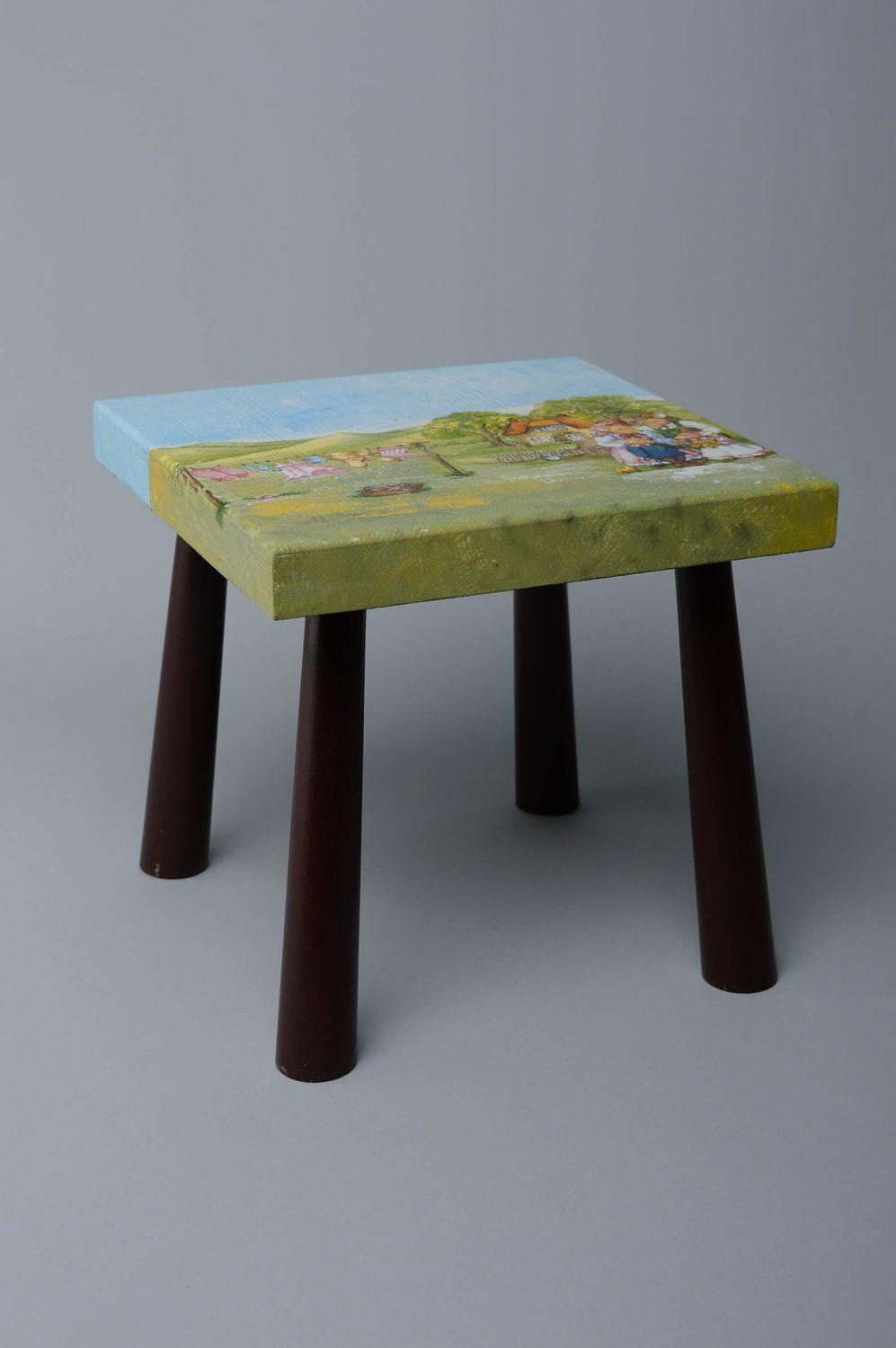 Small wooden stool photo 1