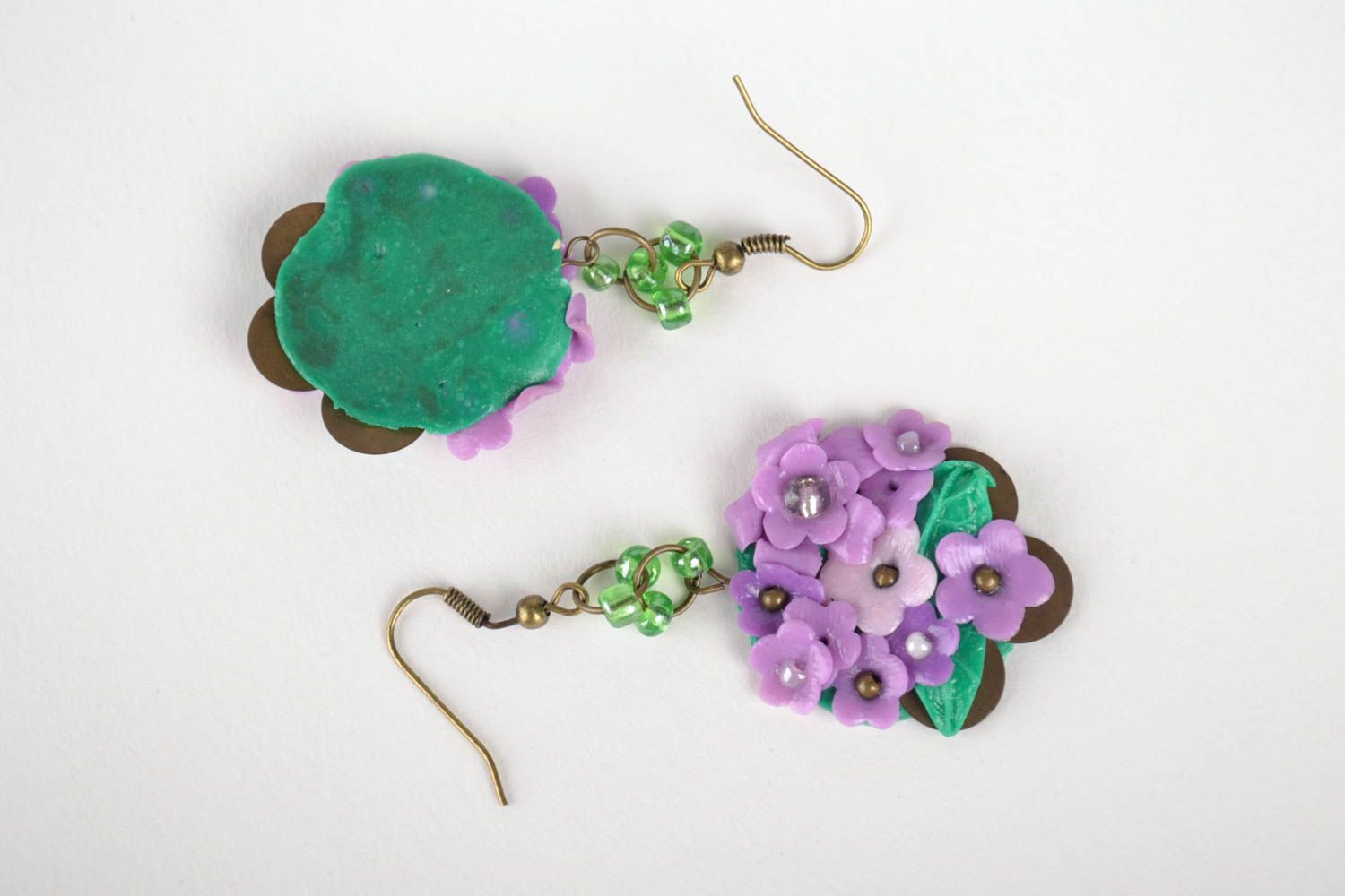 Handmade earrings flower jewelry designer accessories dangling earrings photo 2